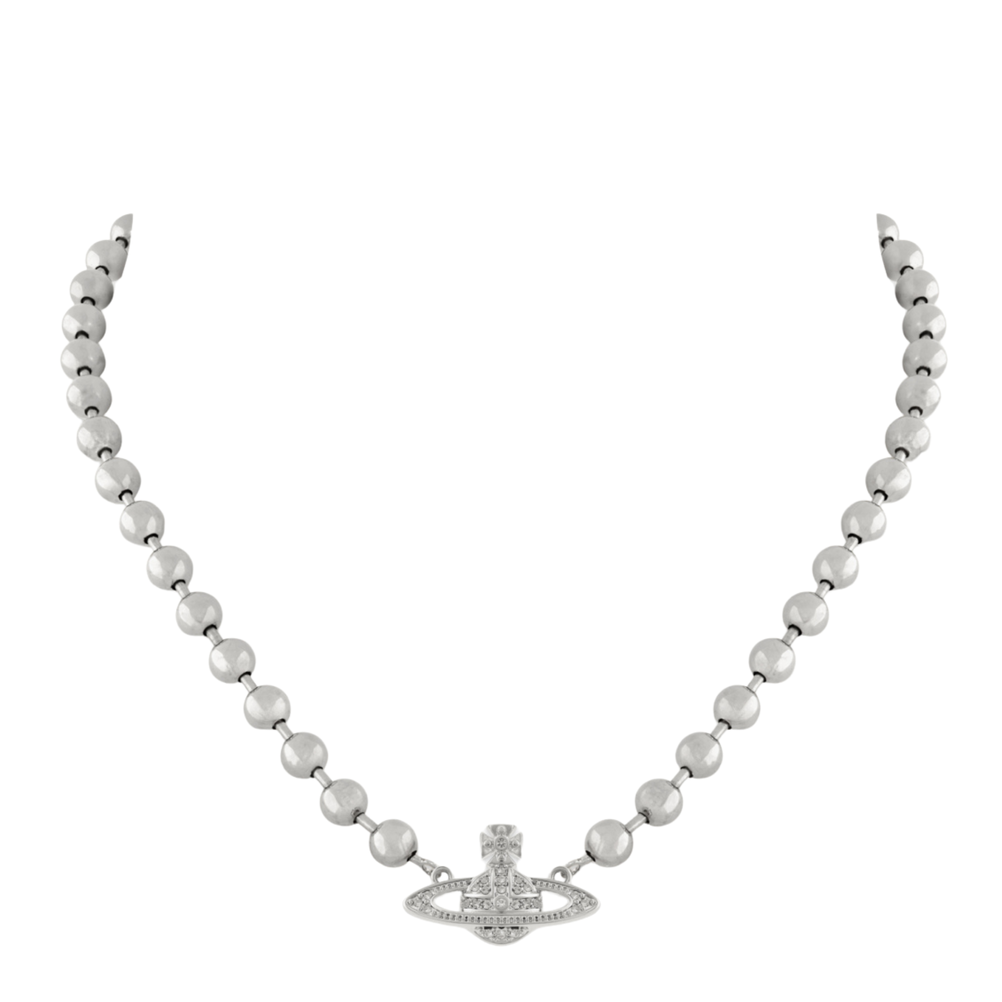 Vivienne Westwood Platinum/White CZ Thames Mini Bas Relief Choker