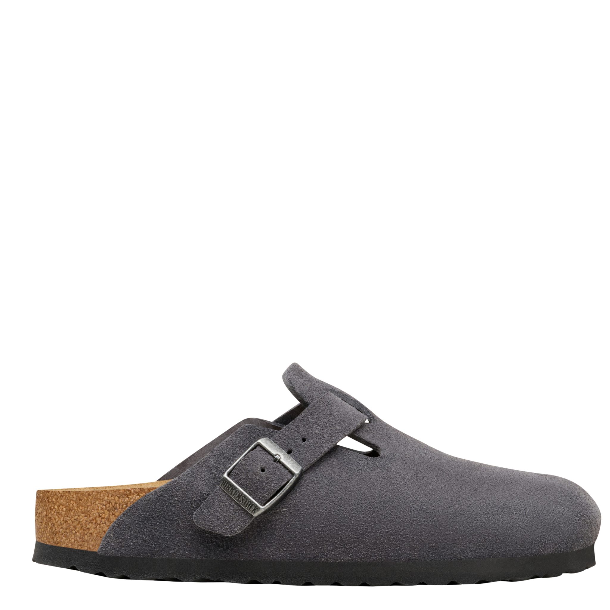 Mens Birkenstock Charcoal Boston Suede Clogs