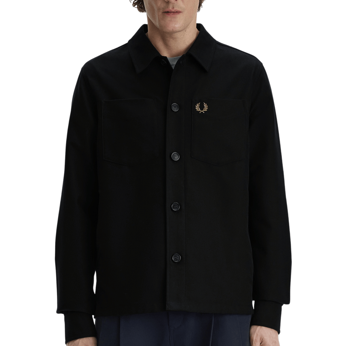 Mens Fred Perry Navy Brushed Twill Overshirt