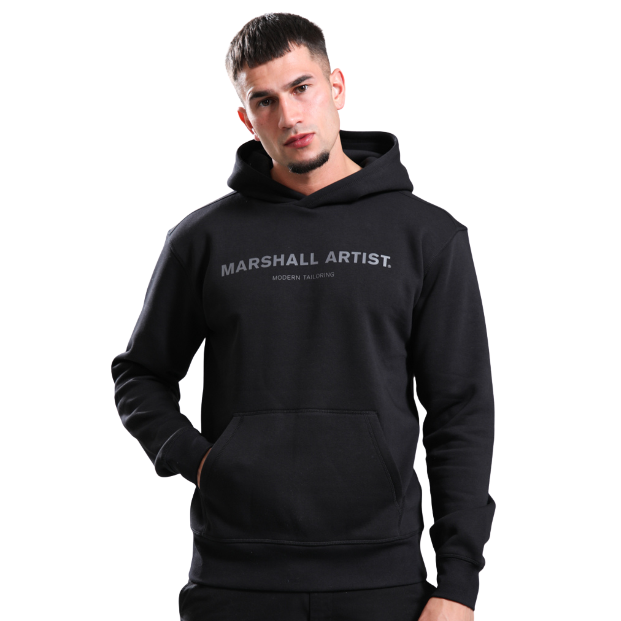 Mens Marshall Artist Black Stampa Logo Hoodie