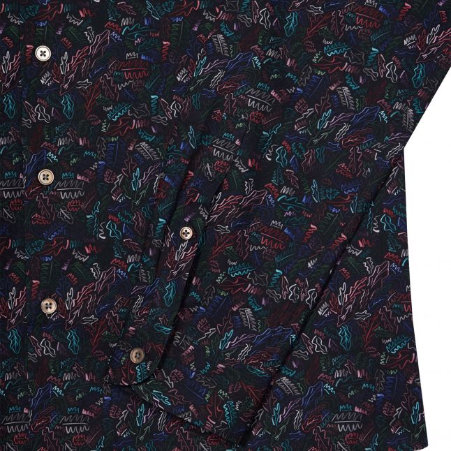 Mens Paul Smith Black Leaves Tailored Fit L/s Shirt