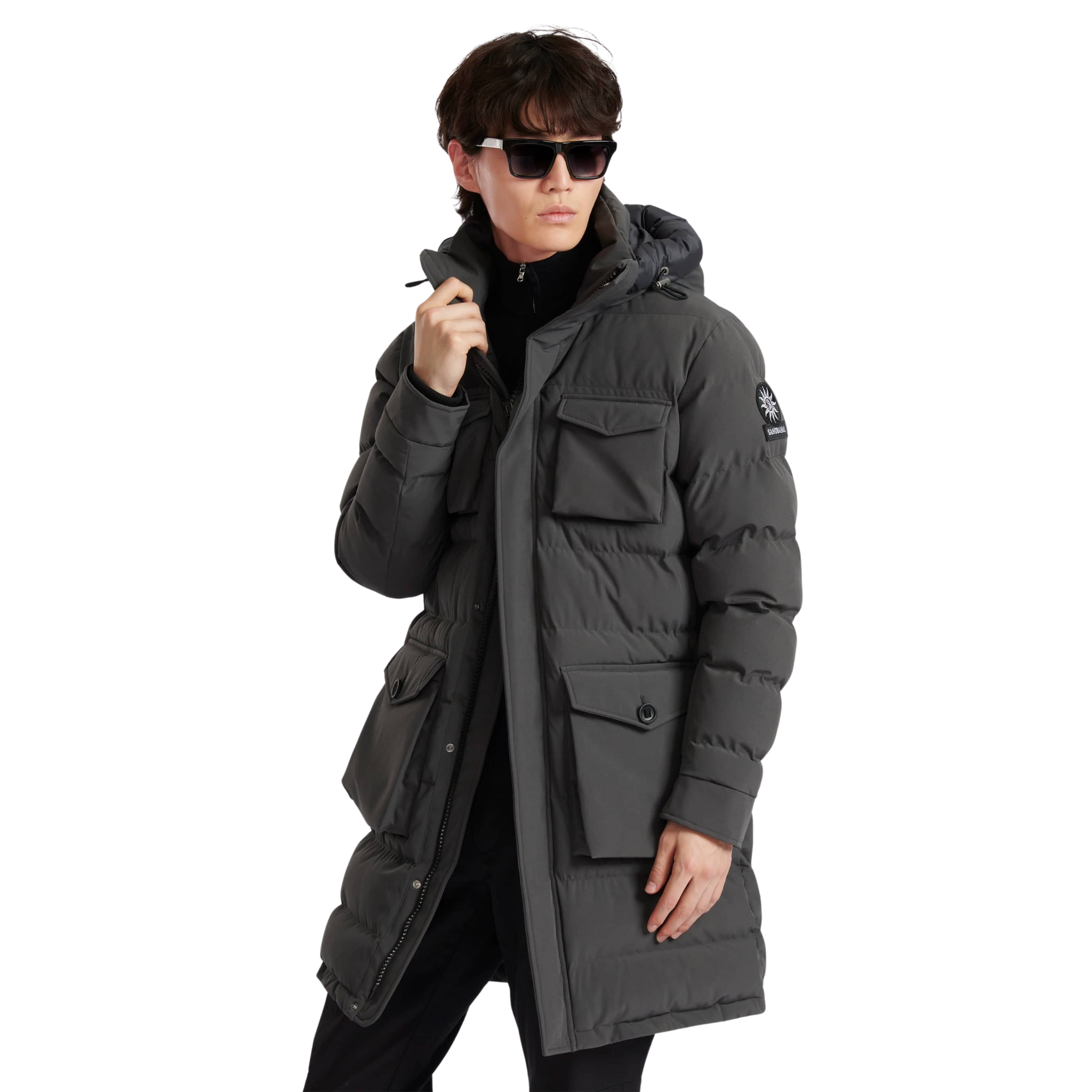 Mens Sandbanks Charcoal Branksome Padded Coat