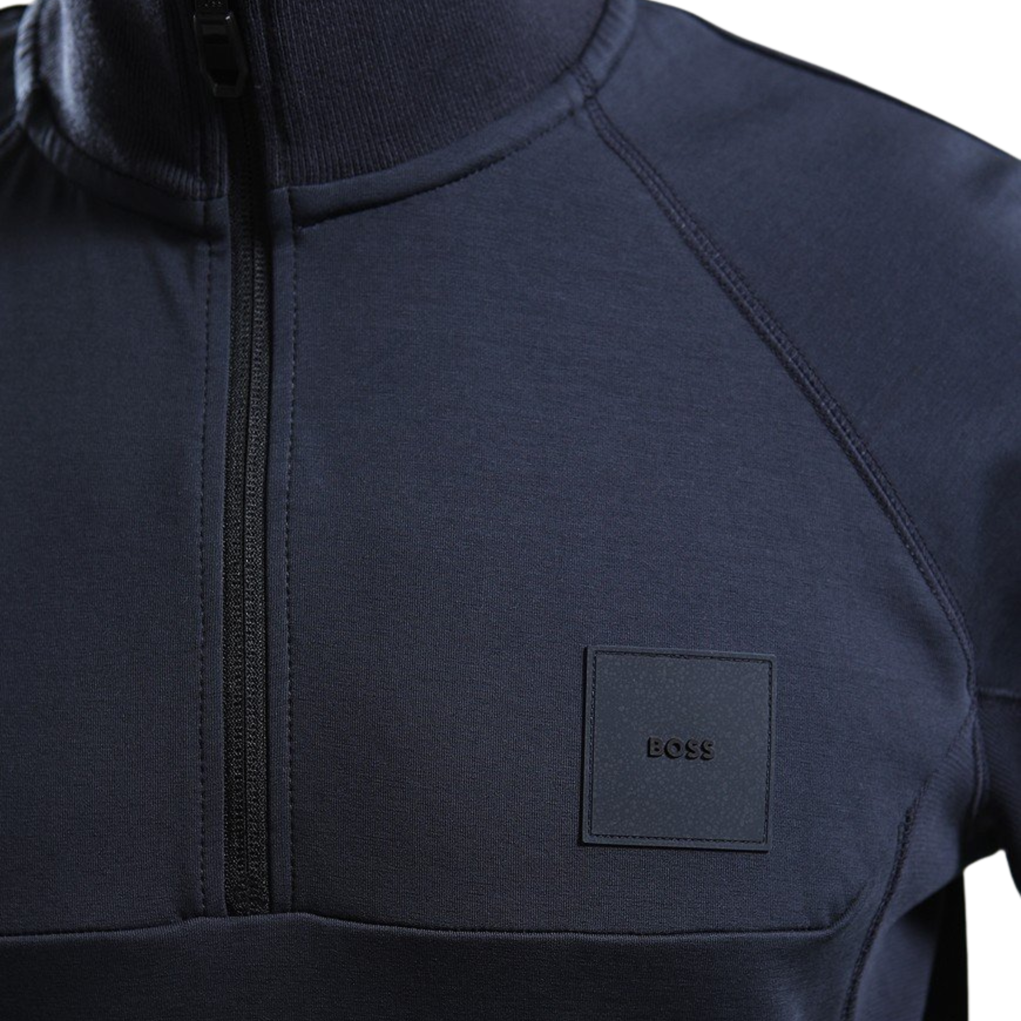 Mens BOSS Dark Blue Sweat Rib Half Zip Sweat