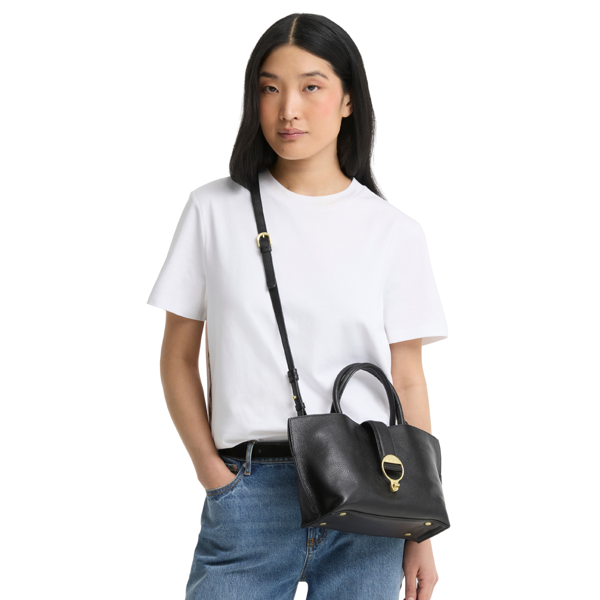 Womens Barbour Black Alder Leather Mini Tote Bag