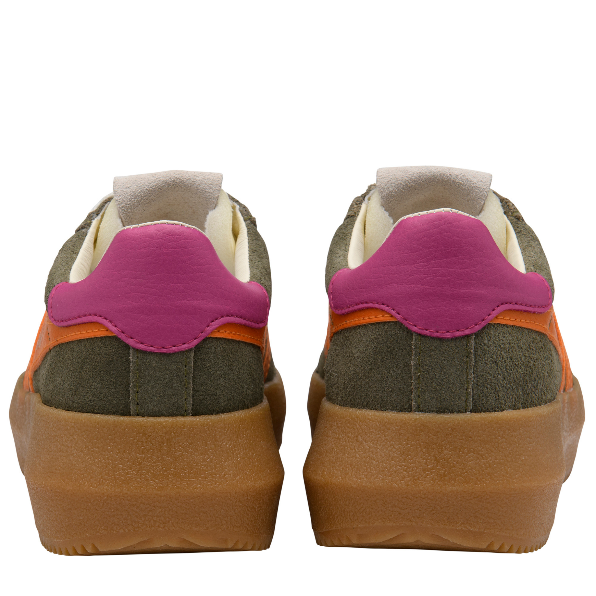 Womens Gola Khaki/Clementine/Fuchsia Athena Trainers