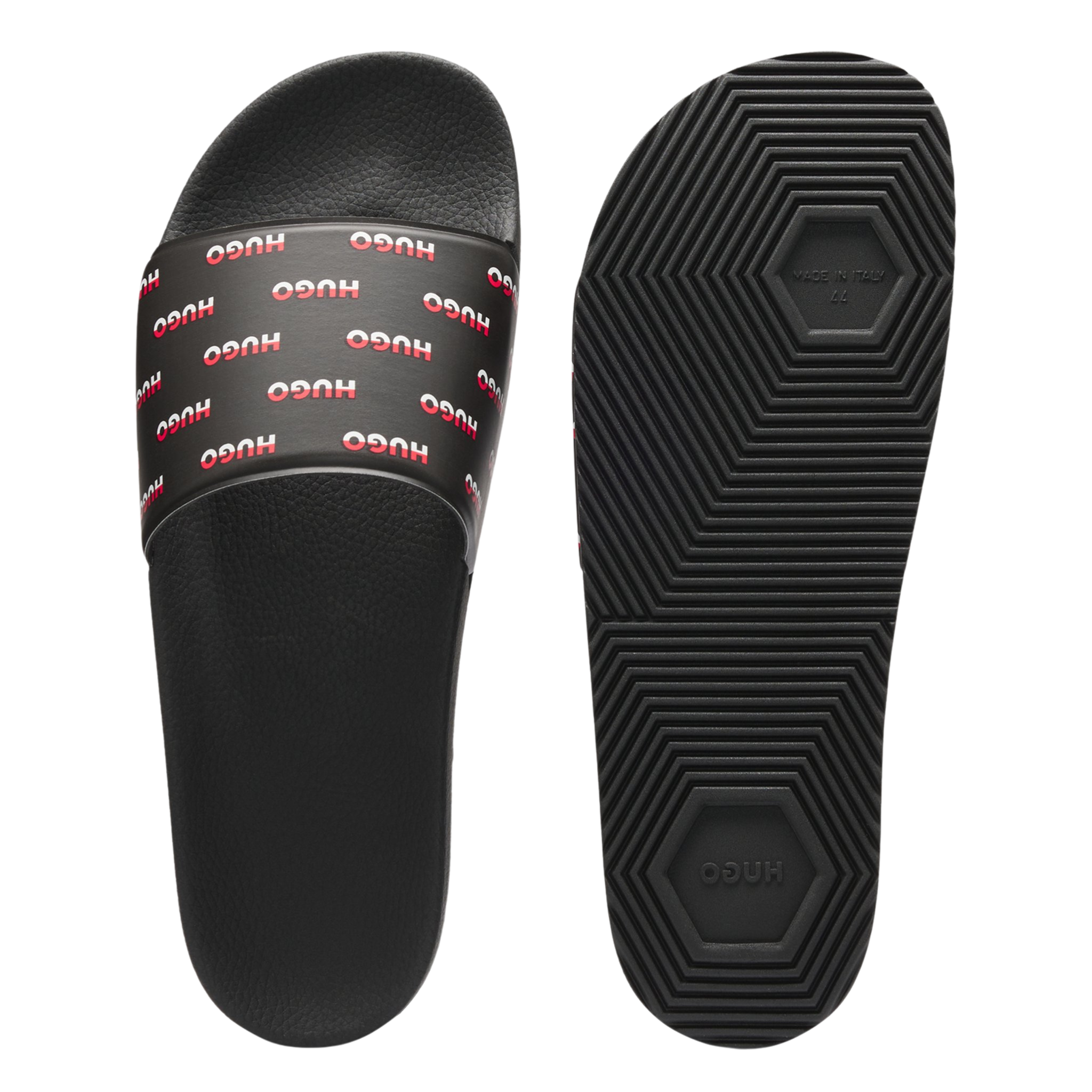 Mens HUGO Black Timein Slides