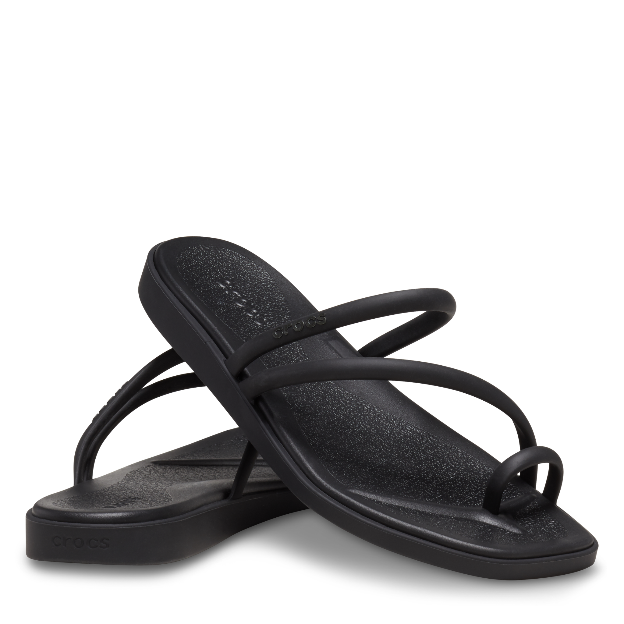 Womens Crocs Black Miami Toe Loop Sandals