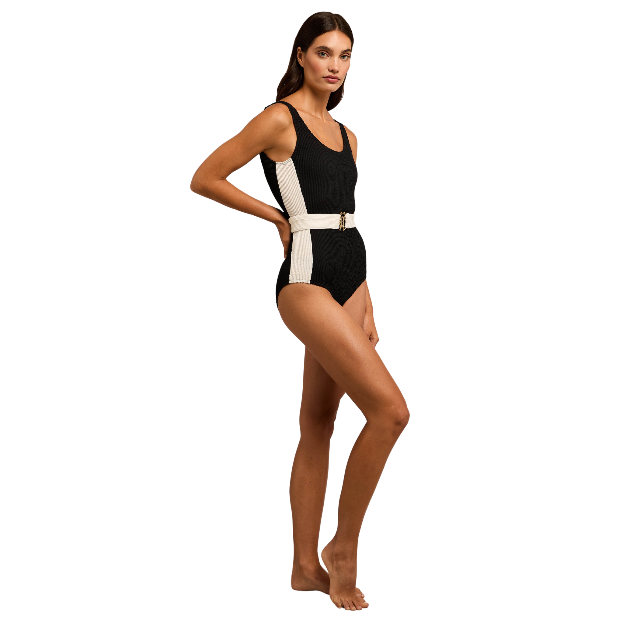 Womens Holland Cooper Black Classic Belted Swimsuit