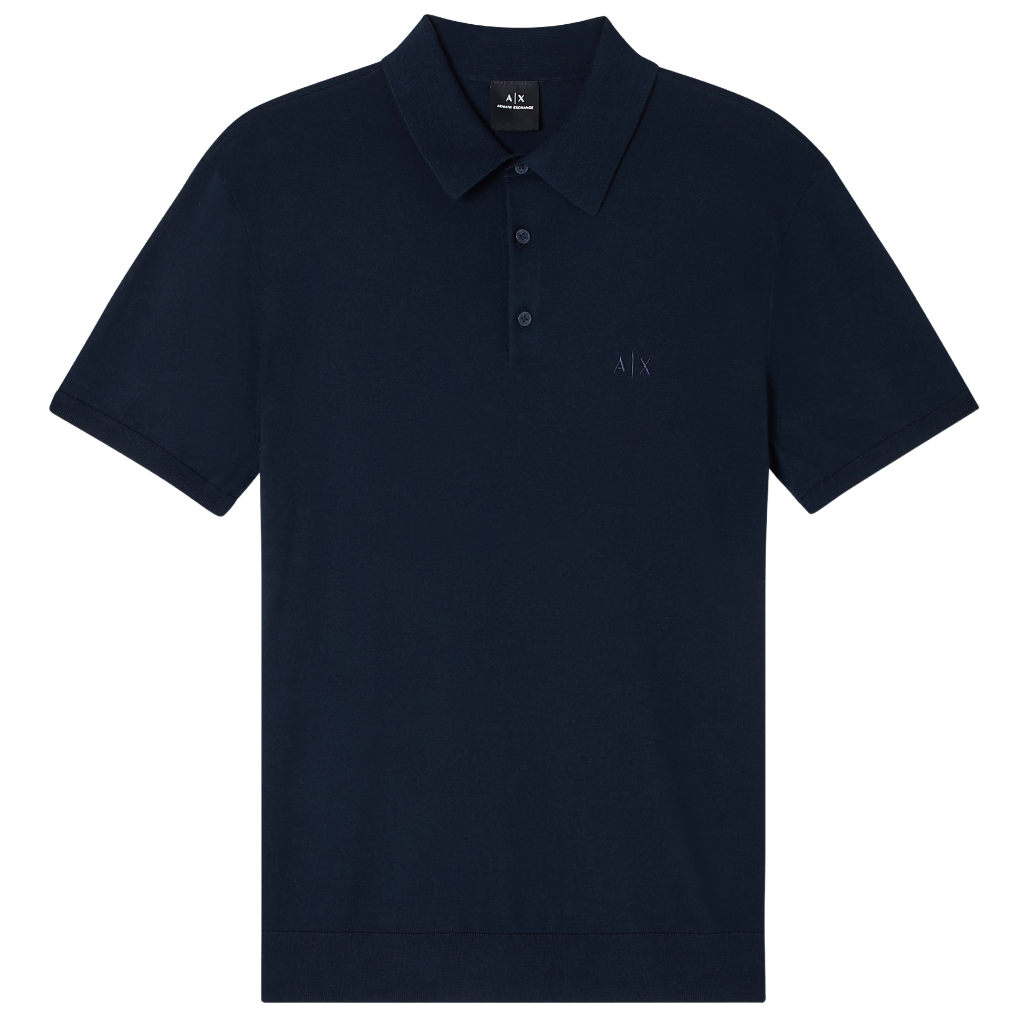 Mens Armani Exchange Navy Knitted S/s Polo Shirt