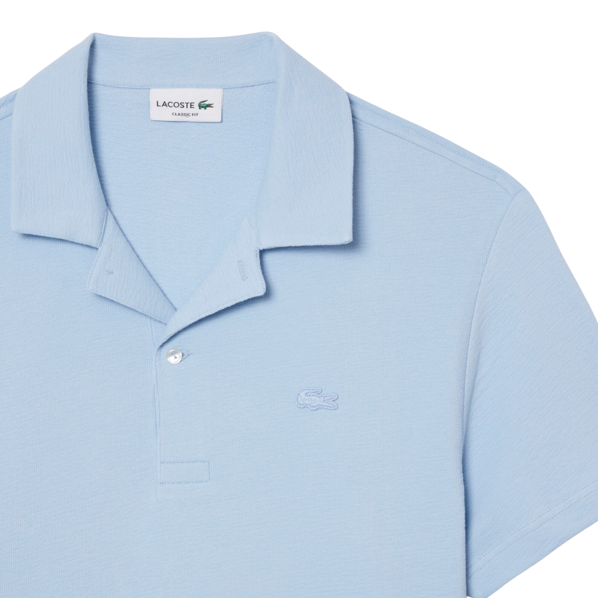 Mens Lacoste Chambray Textured Jersey Open Neck S/s Polo