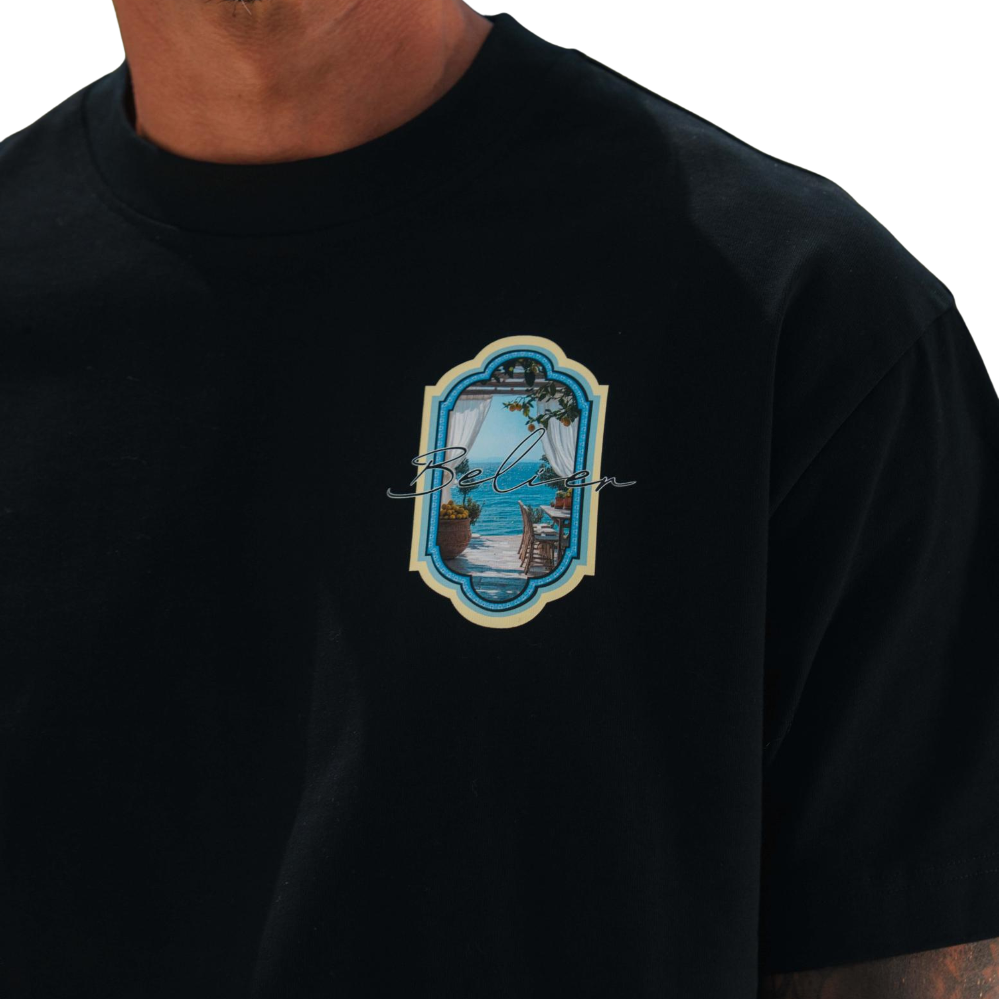 Mens Belier Black Sicilian View Graphic S/s T Shirt