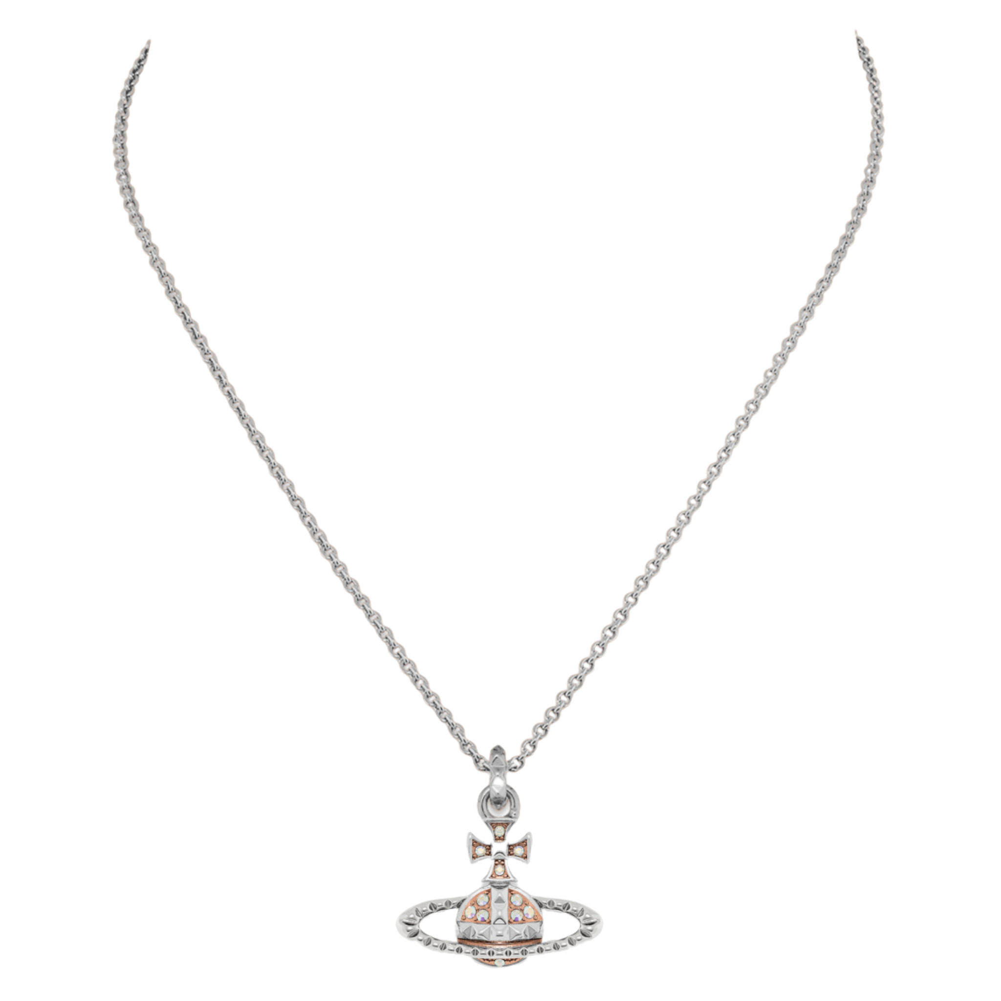 Vivienne Westwood Rhodium/Pink Gold/Crystal Mayfair Bas Relief Necklace