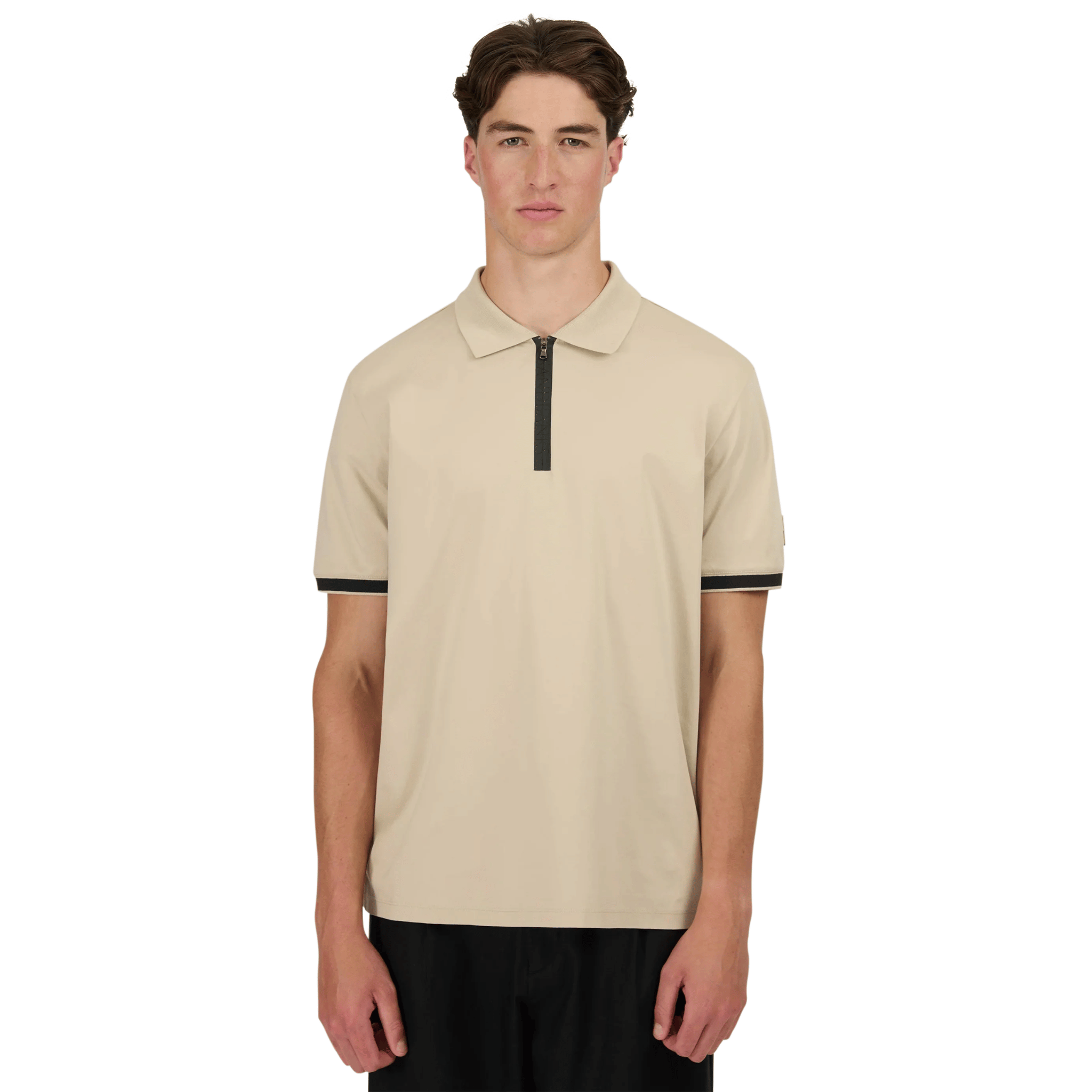 Mens Sandbanks Stone Silicone Zip S/s Polo Shirt