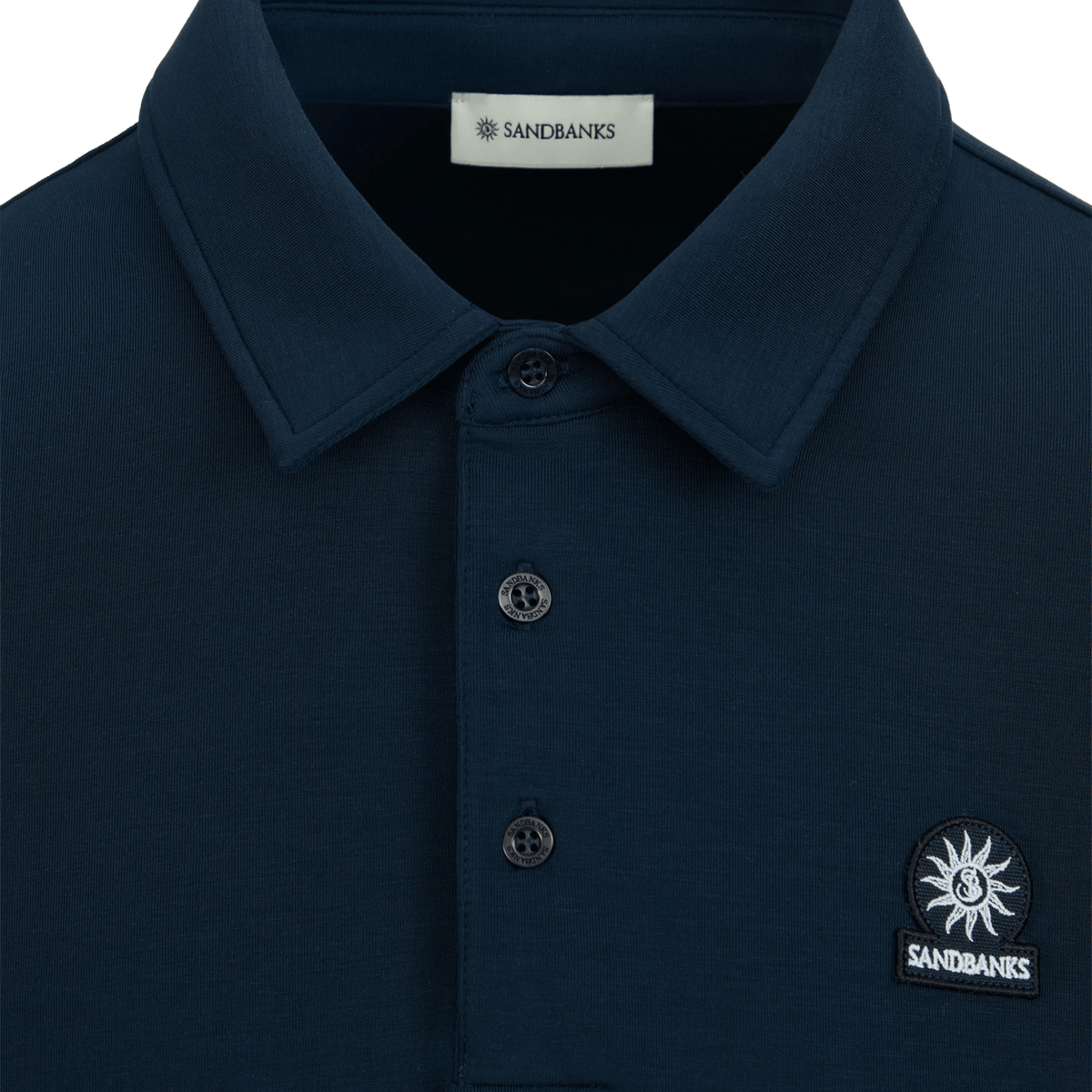 Mens Sandbanks Navy Tonal Soft Touch L/s Polo Shirt