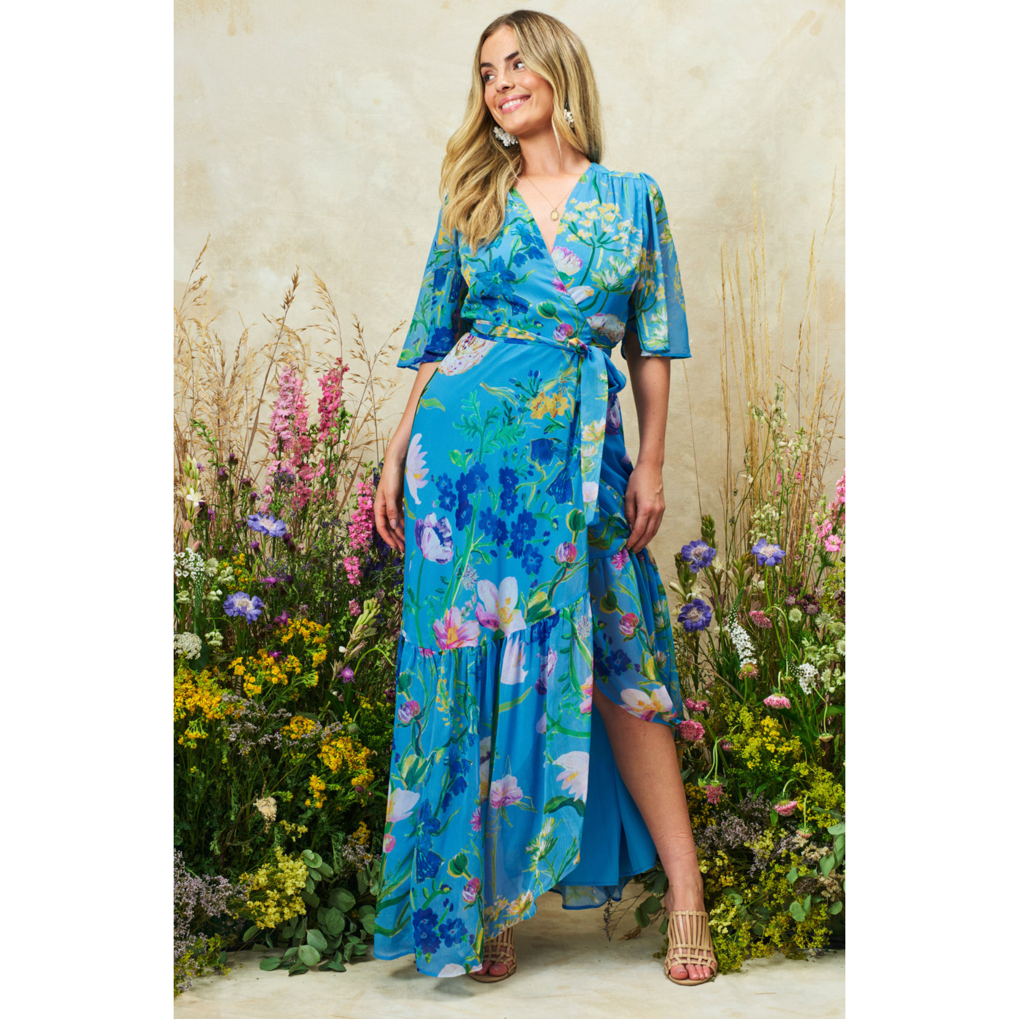 Womens Hope & Ivy Blue Alyssa Wrap Dress
