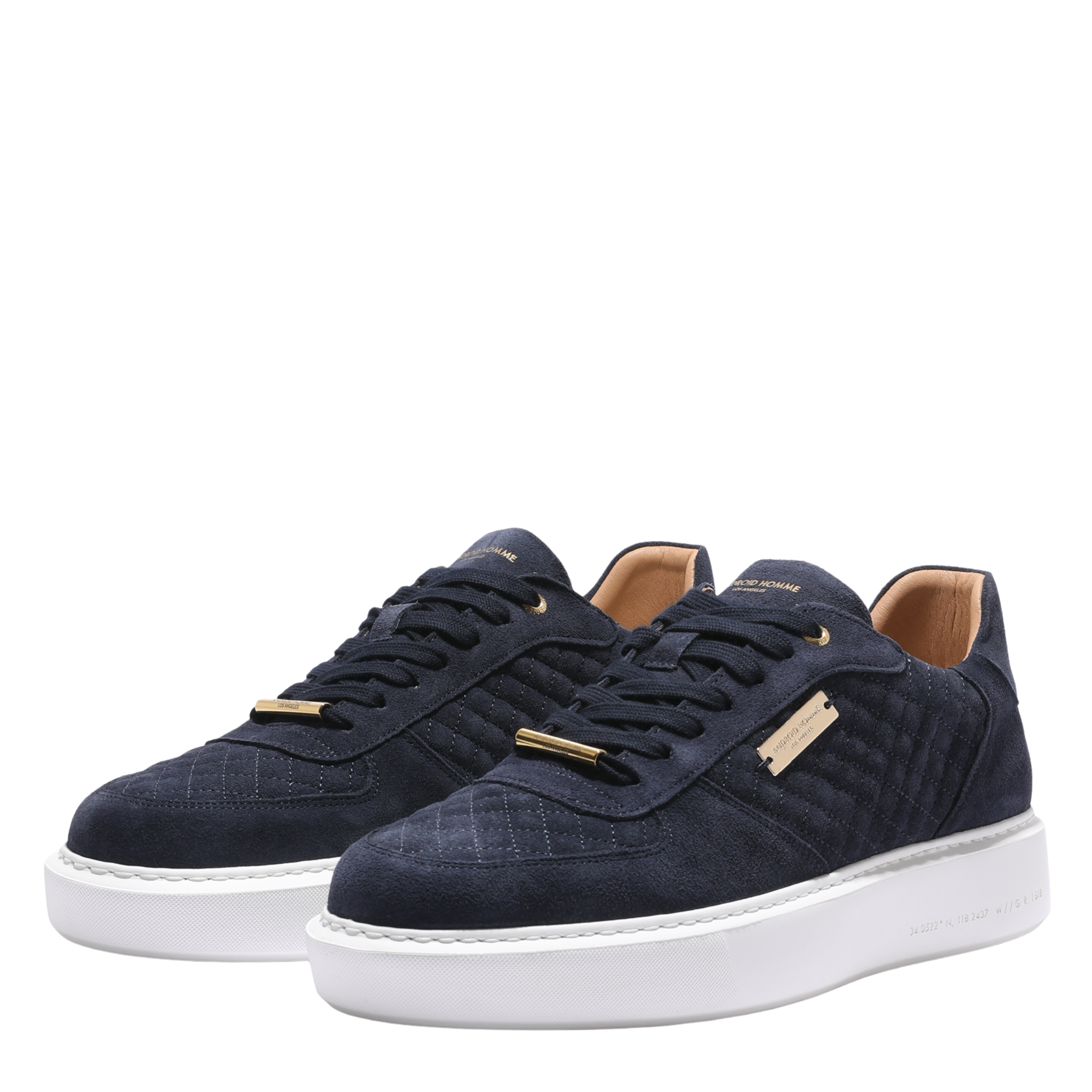 Mens Android Homme Navy Manhattan Quilted Suede Trainers