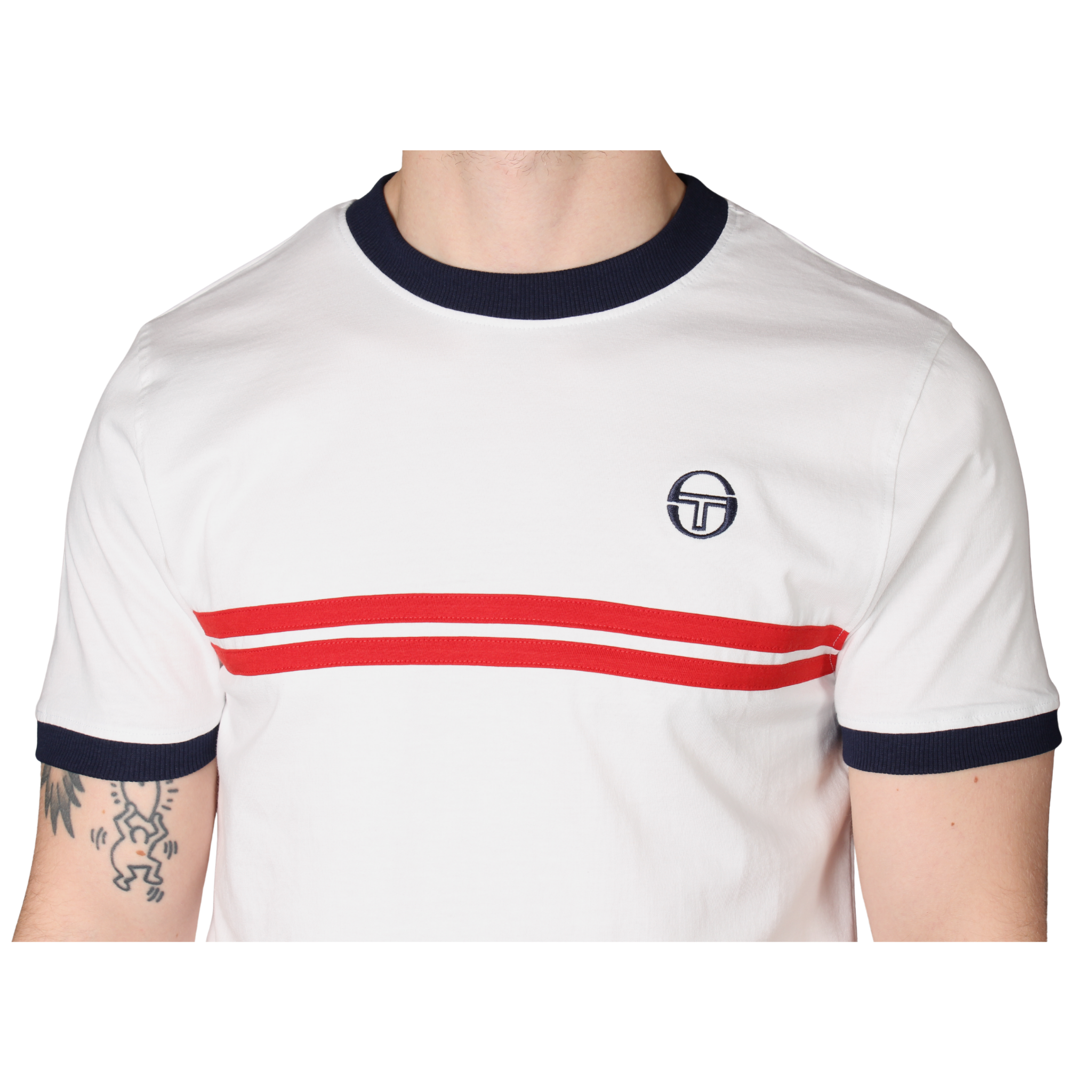 Mens Sergio Tacchini White/Maritime Blue/Adrenaline Rush Supermac S/s T Shirt