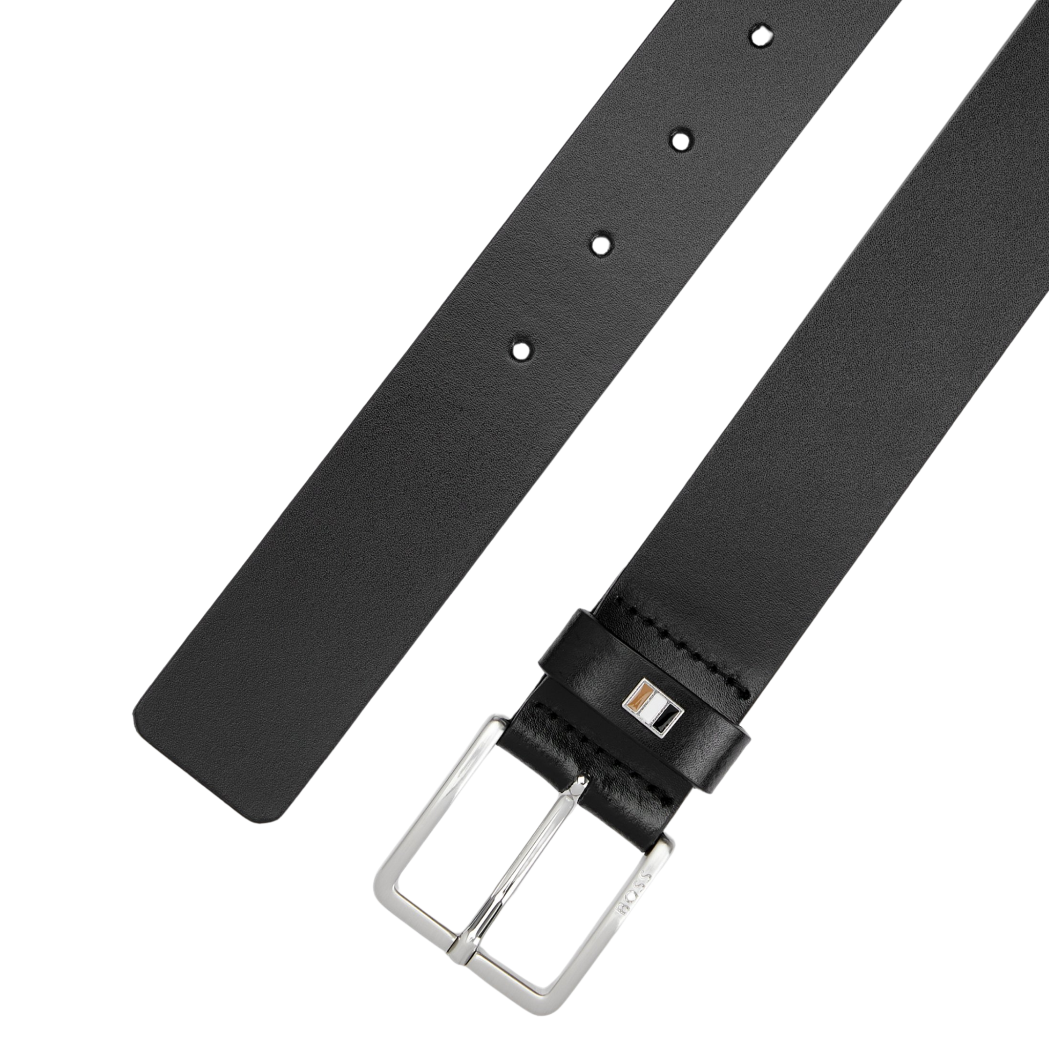 Mens BOSS Black Ther-Flag-E_Sz35 Leather Belt