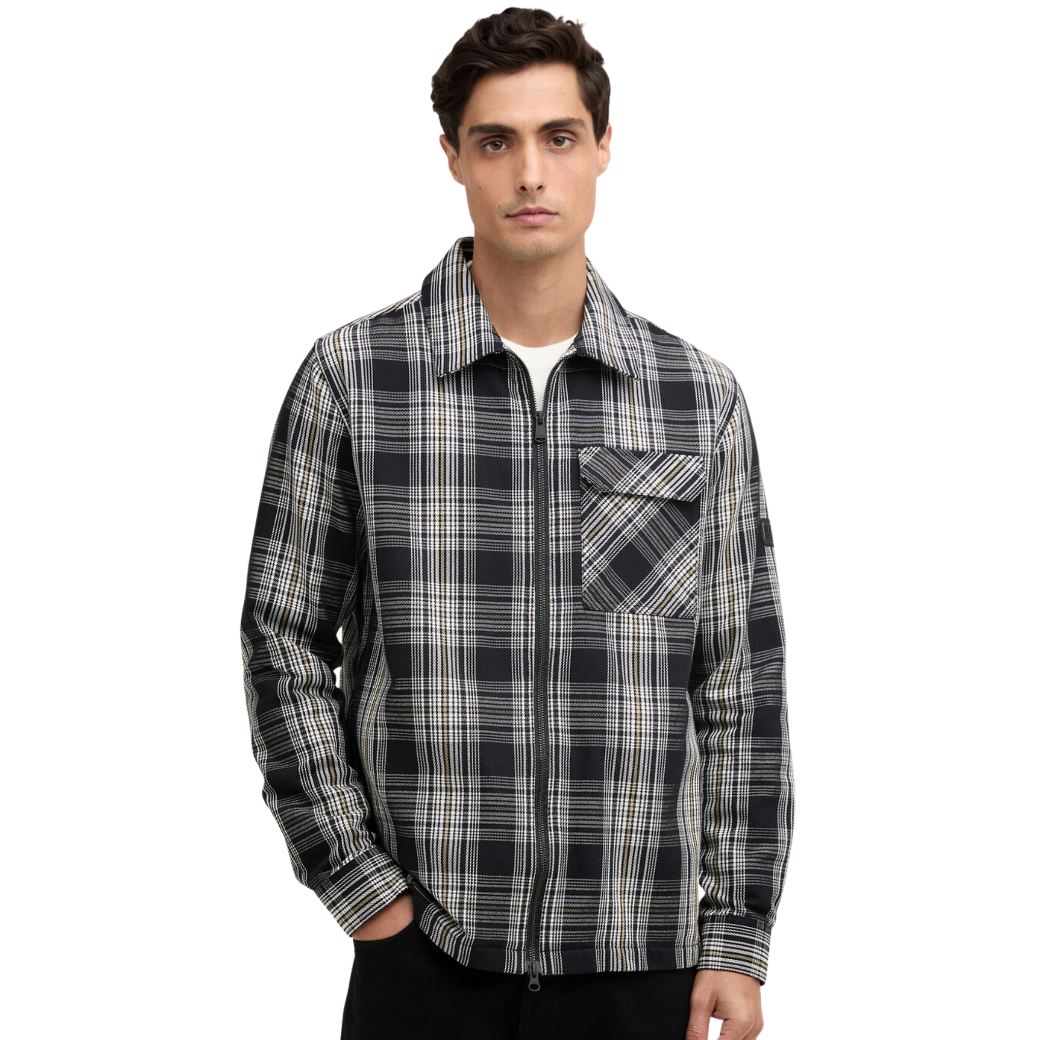 Mens Barbour International Black Seafield Check Overshirt