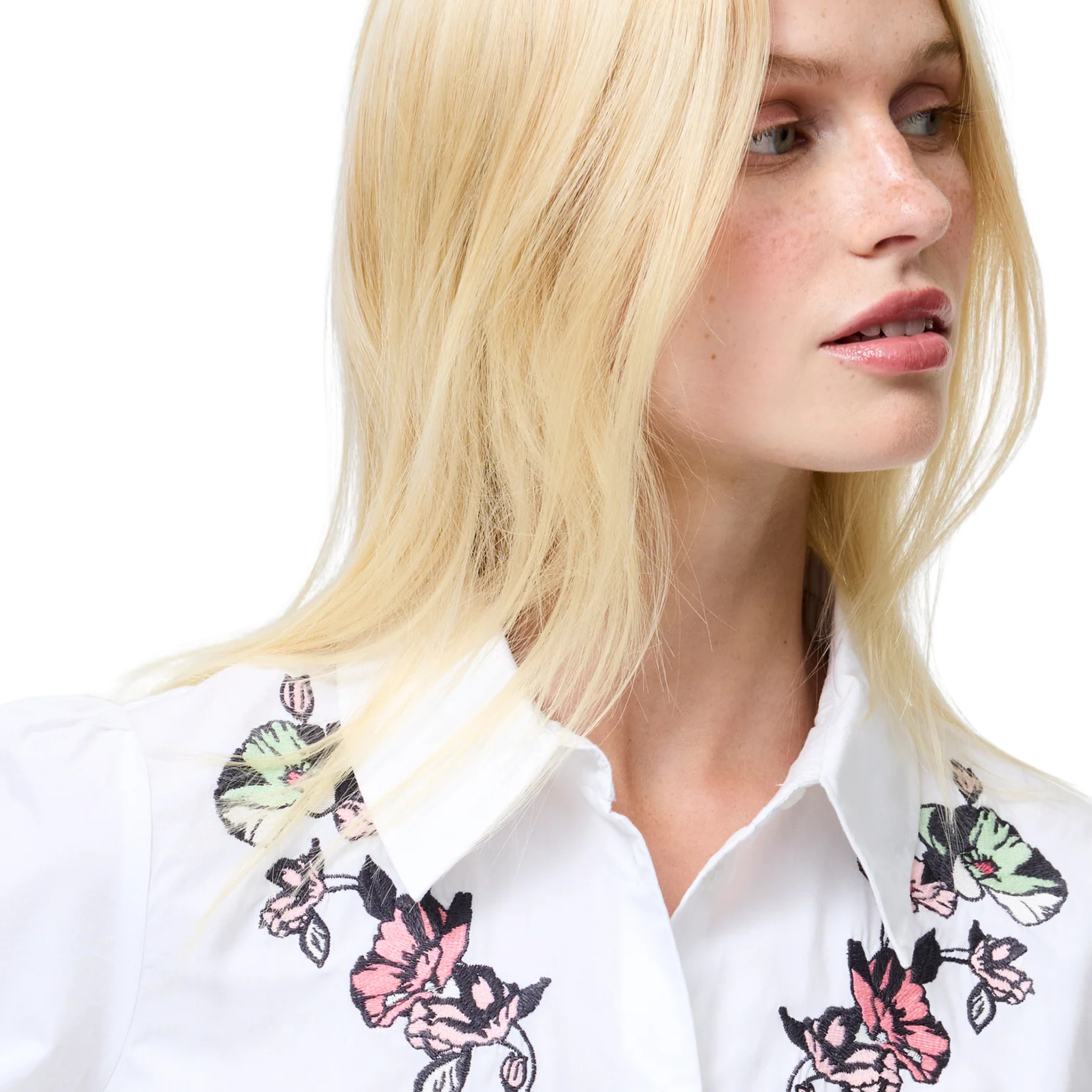 Womens French Connection Cream Cambria Ellie Embroidered L/s Shirt