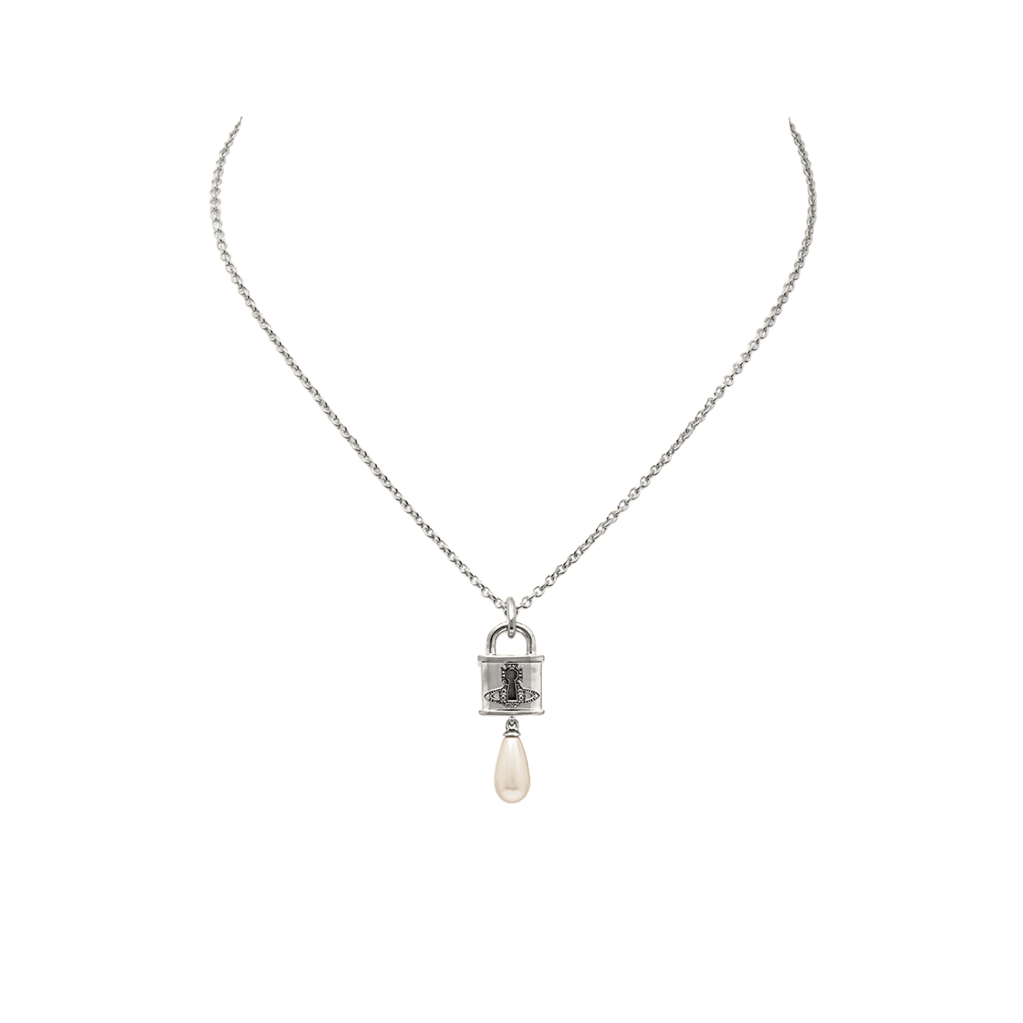 Vivienne Westwood Platinum/Creamrose Pearl Celestia Small Pendant Necklace