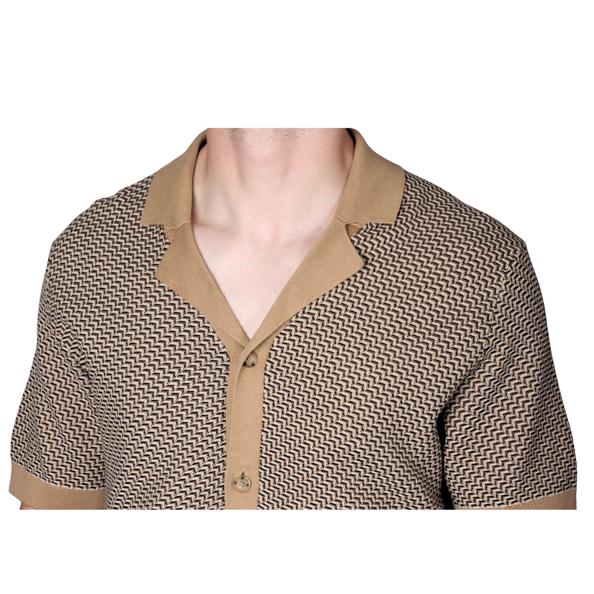 Mens BOSS Medium Beige H-Lomare Knitted S/s Shirt