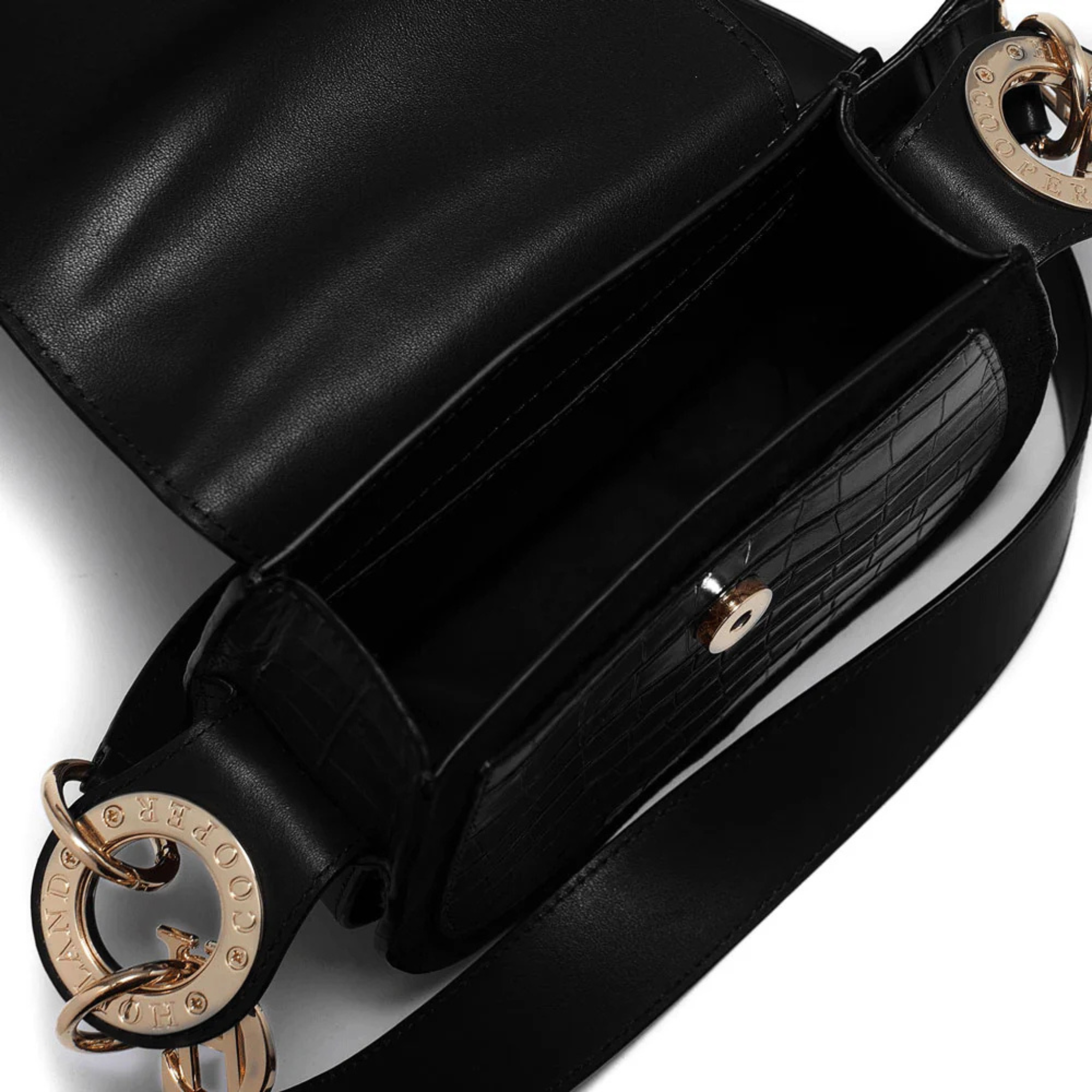 Womens Holland Cooper Black Croc Chelsea Saddle Bag