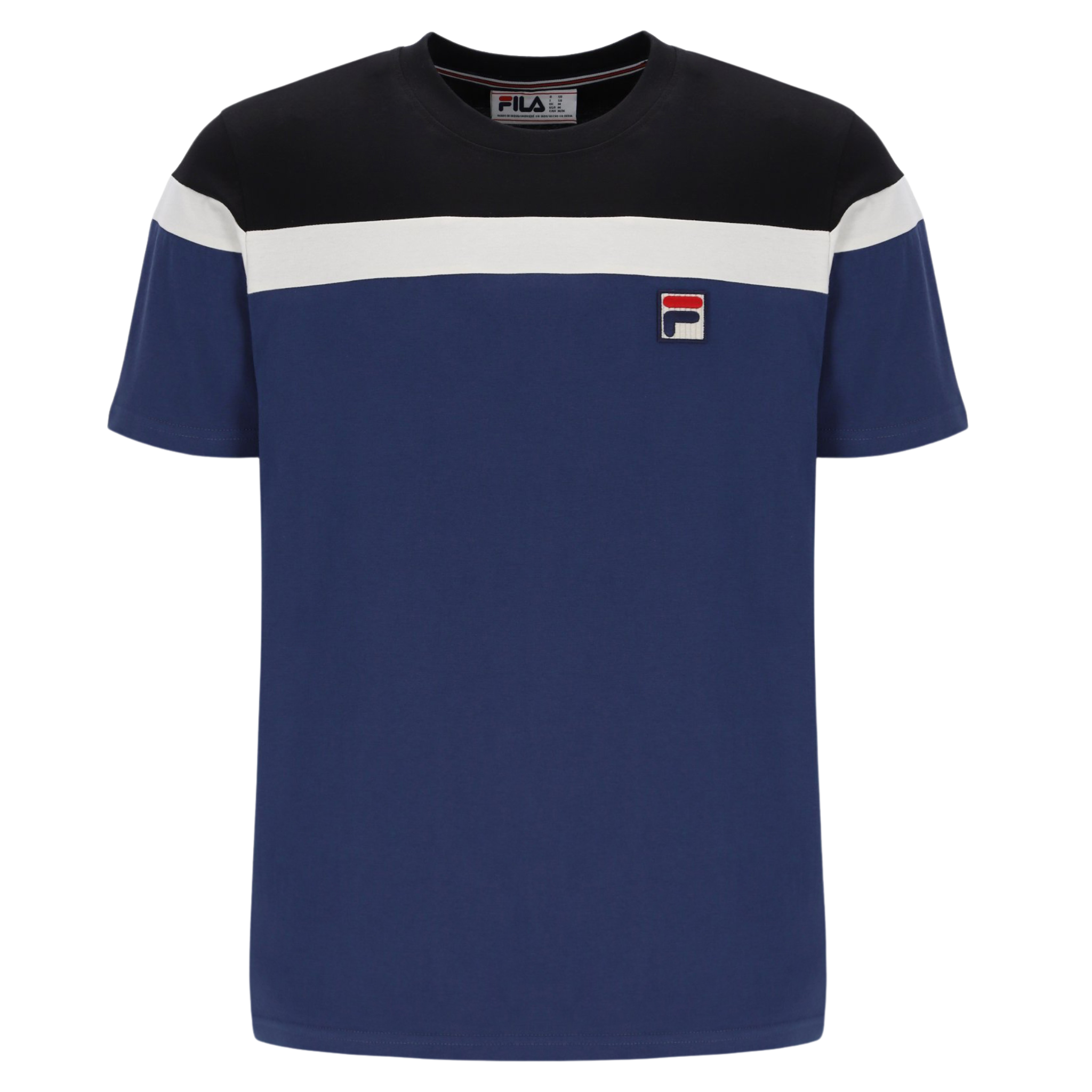 Mens Fila Navy/Black/Gardenia Aiden Cut & Sew S/s T Shirt
