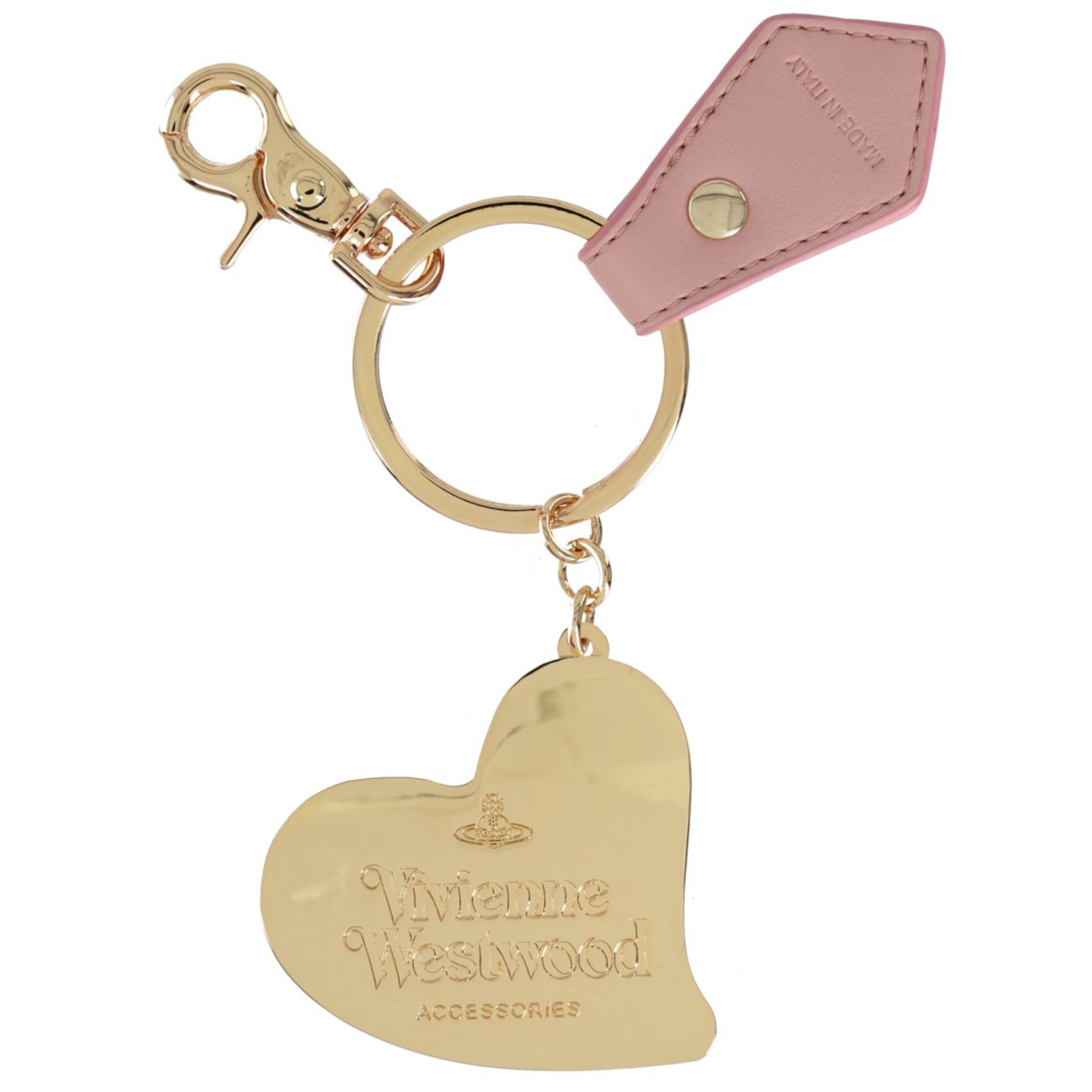 Womens Vivienne Westwood Pink/Gold Orb Heart Keyring
