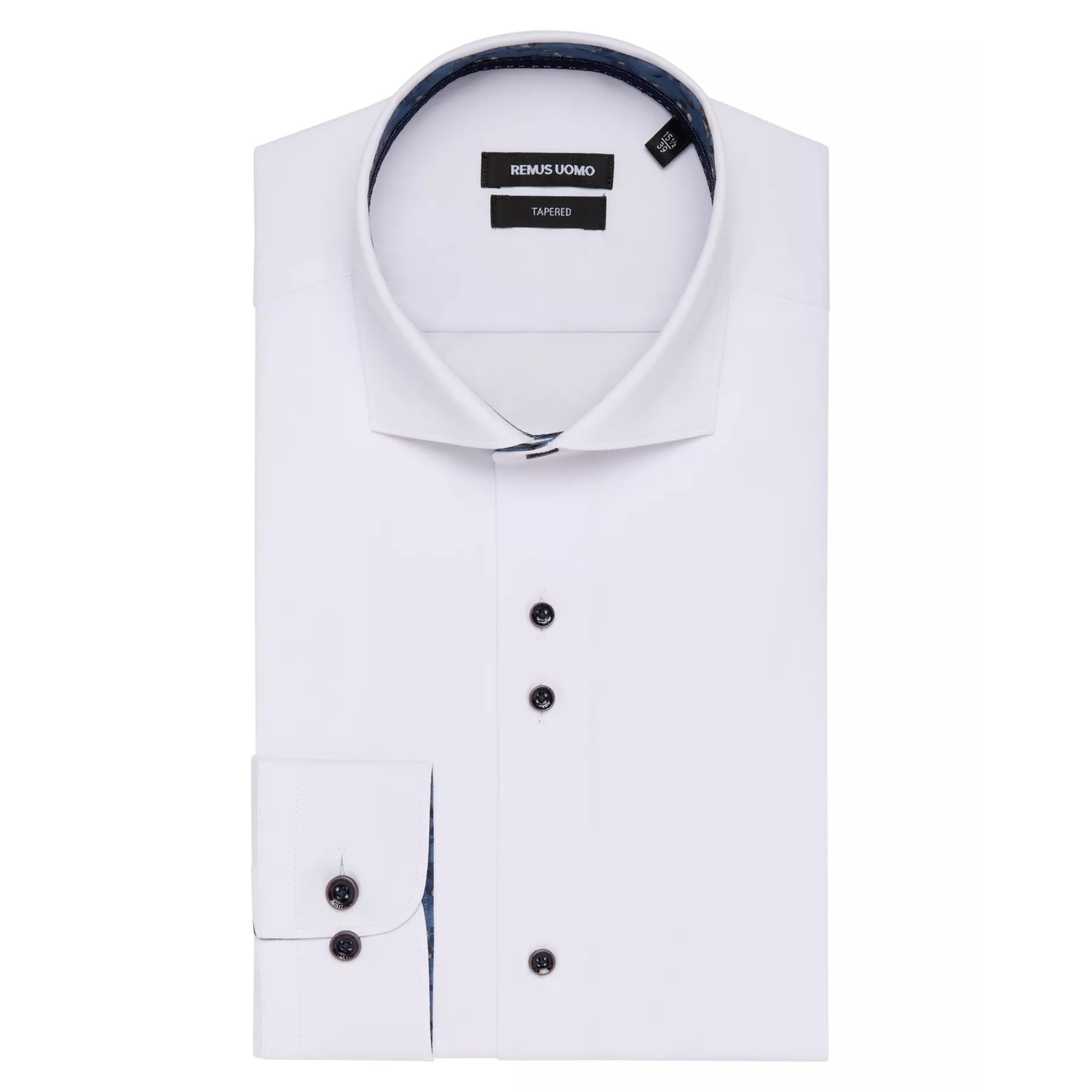Mens Remus Uomo White Tapered Fit L/s Shirt