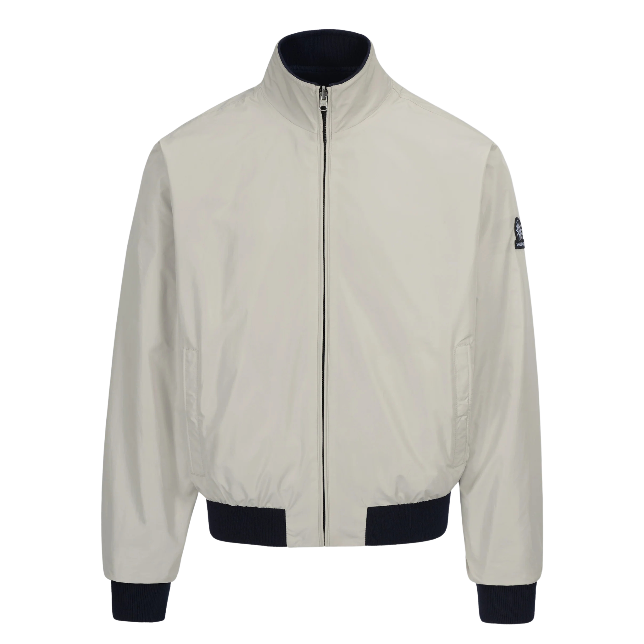 Mens Sandbanks Navy/Stone Reversible Nylon Funnel Bomber Jacket