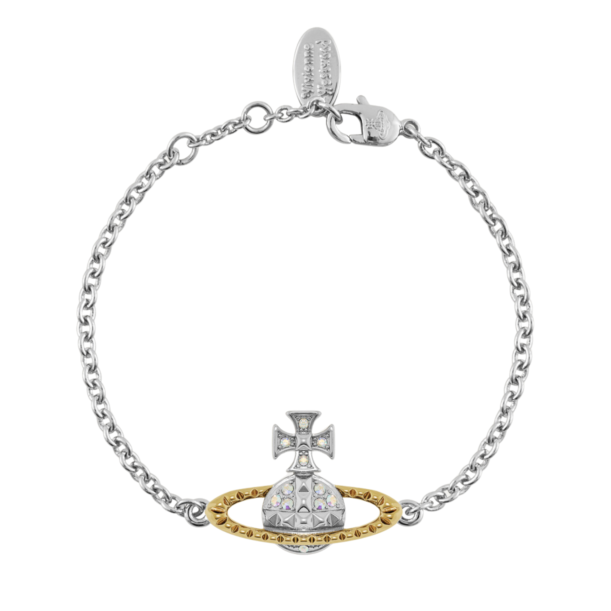 Vivienne Westwood Rhodium/Gold/Crystal Mayfair Bas Relief Bracelet