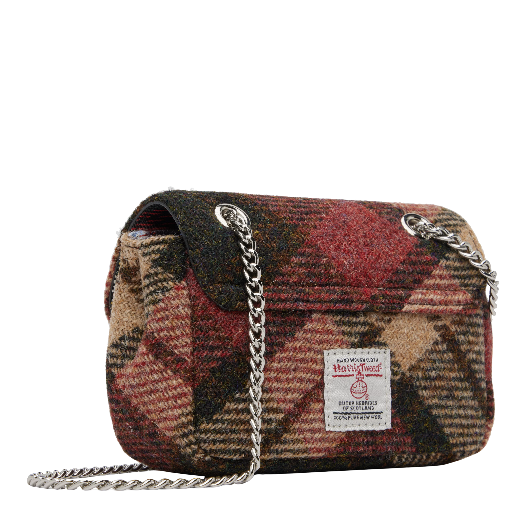Womens Vivienne Westwood Harris Tweed Check Small Purse with Chain Crossbody