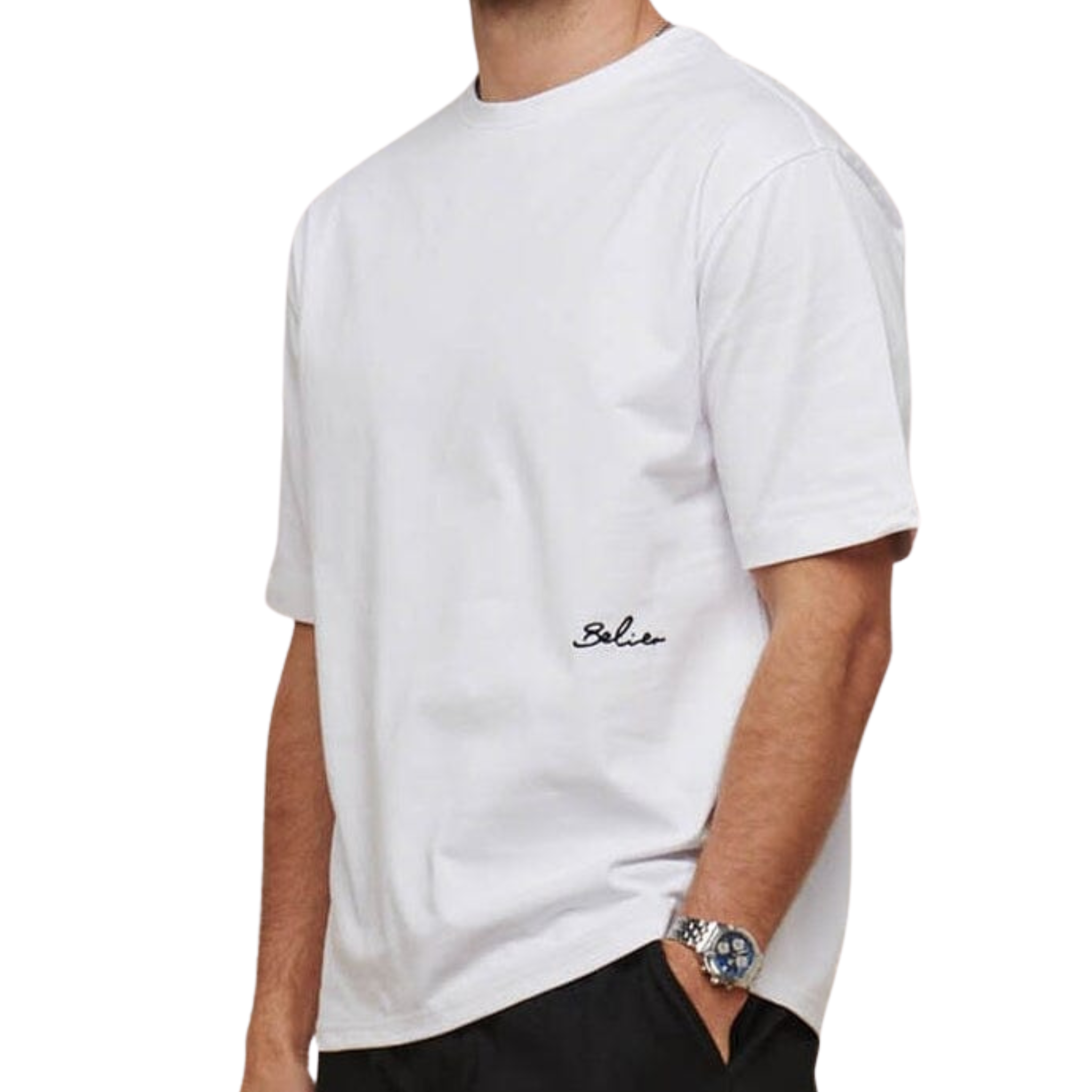 Mens Belier White Embroidered Logo S/s T Shirt