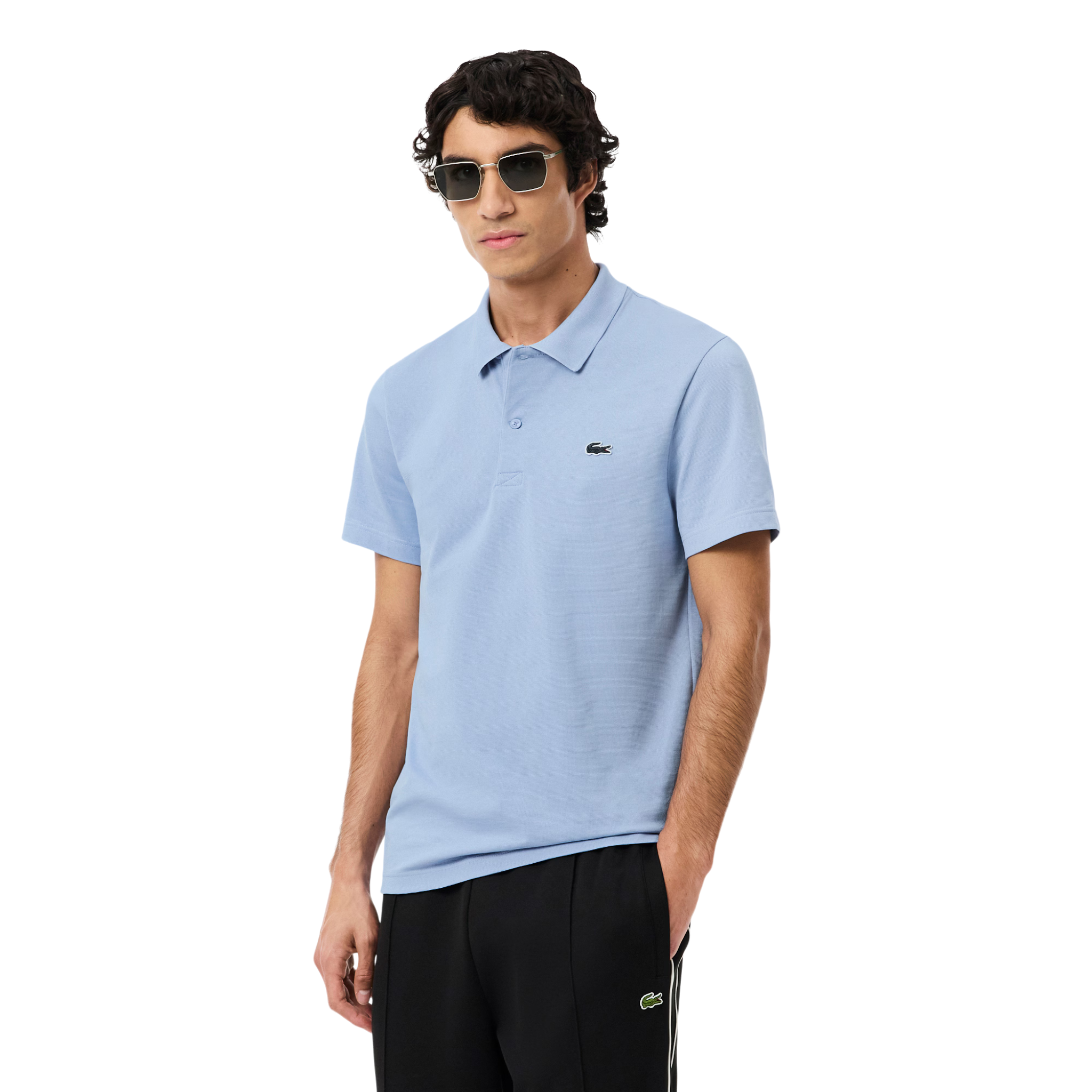 Mens Lacoste Light Blue Cotton Blend Regular Fit S/s Polo