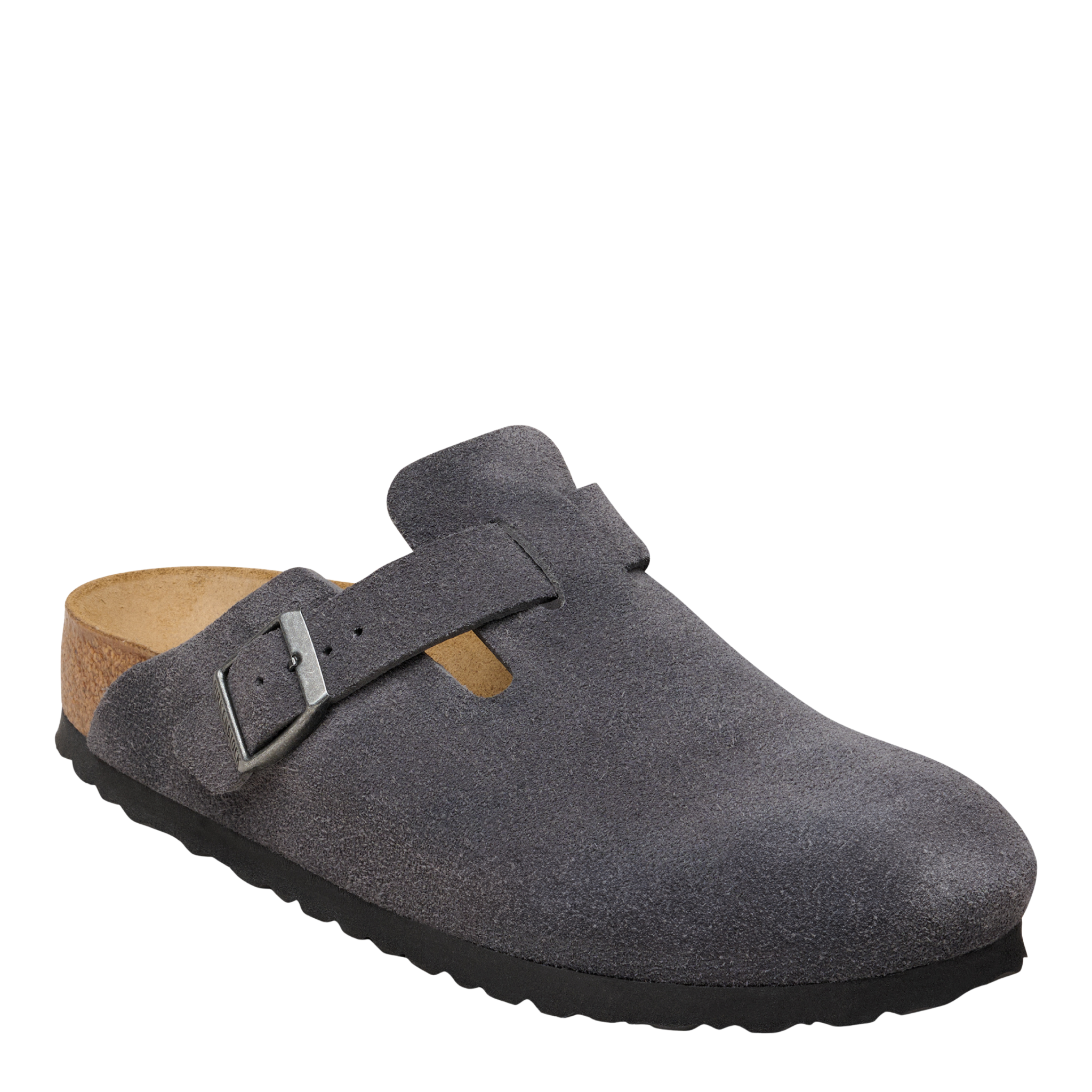 Mens Birkenstock Charcoal Boston Suede Clogs