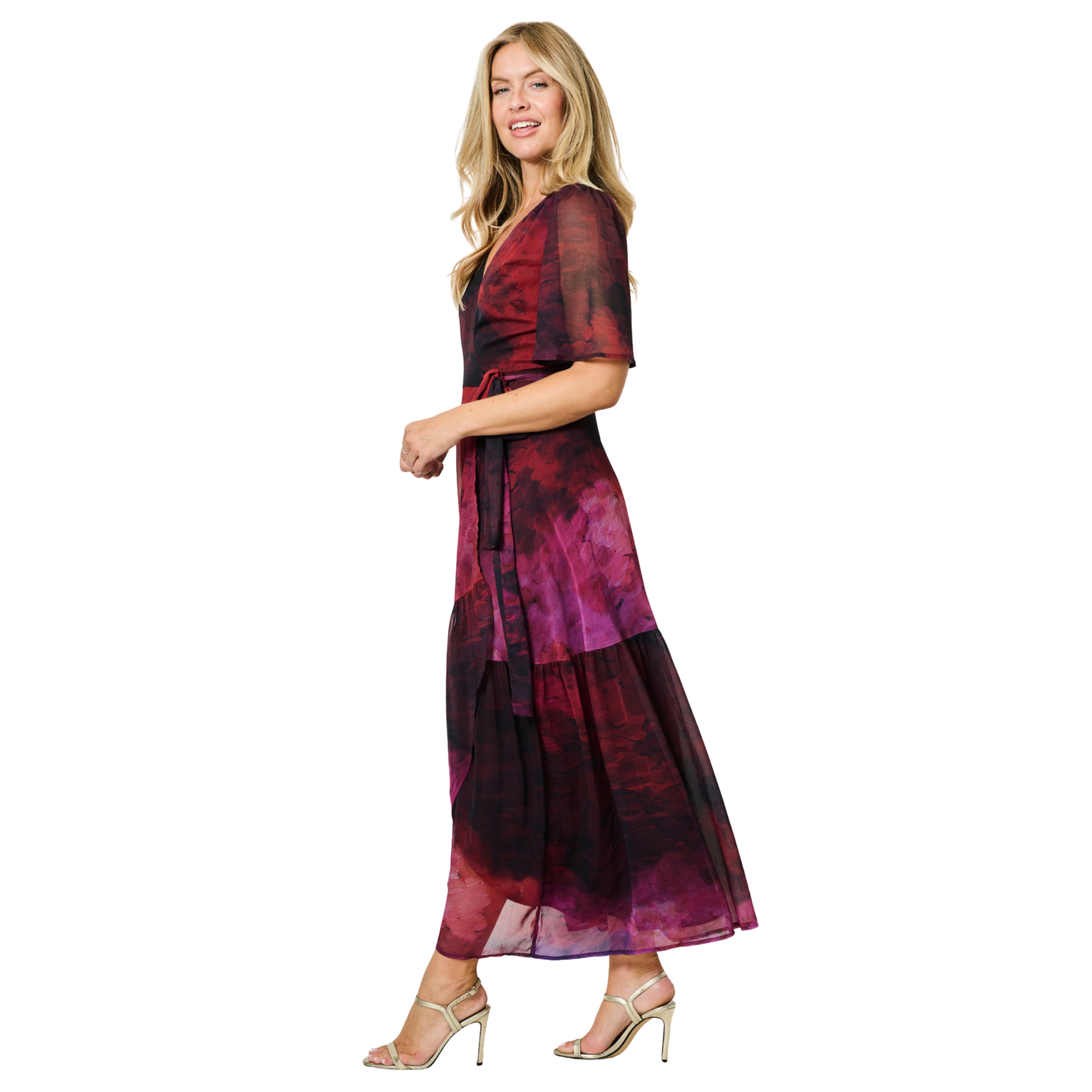 Womens Hope & Ivy Dark Pink The Gaia Wrap Dress