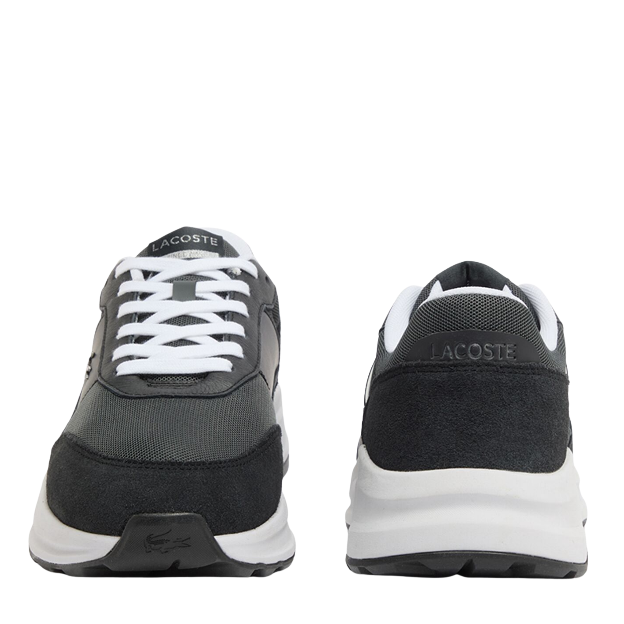 Mens Lacoste Dark Grey/Black Run Set CGR Bar Trainers