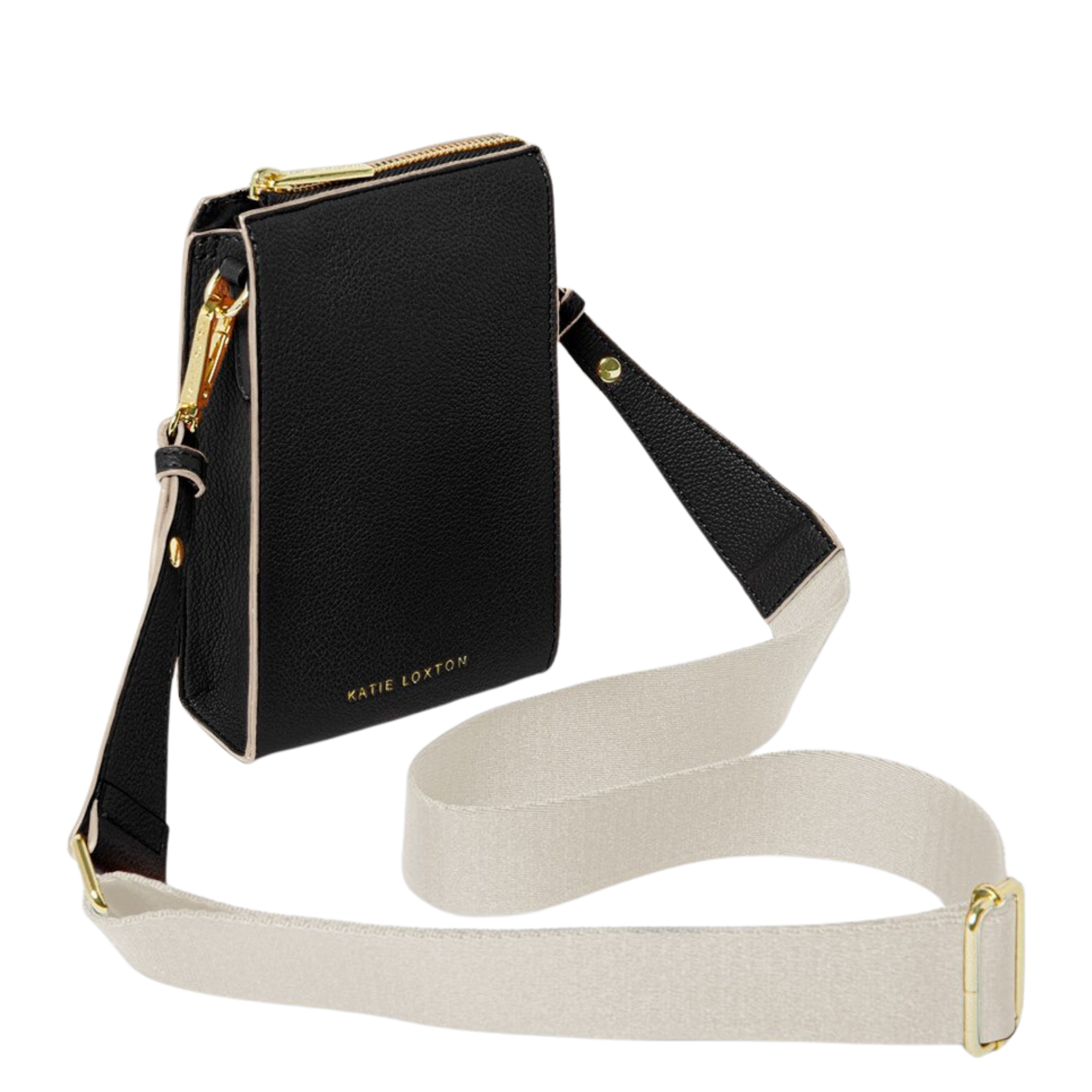 Womens Katie Loxton Black/Light Sand Lana Slim Crossbody