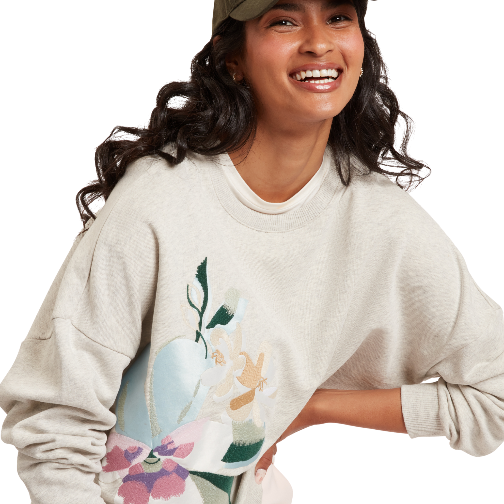 Womens Ted Baker Grey Marl Brookla Print Embroidered Sweatshirt
