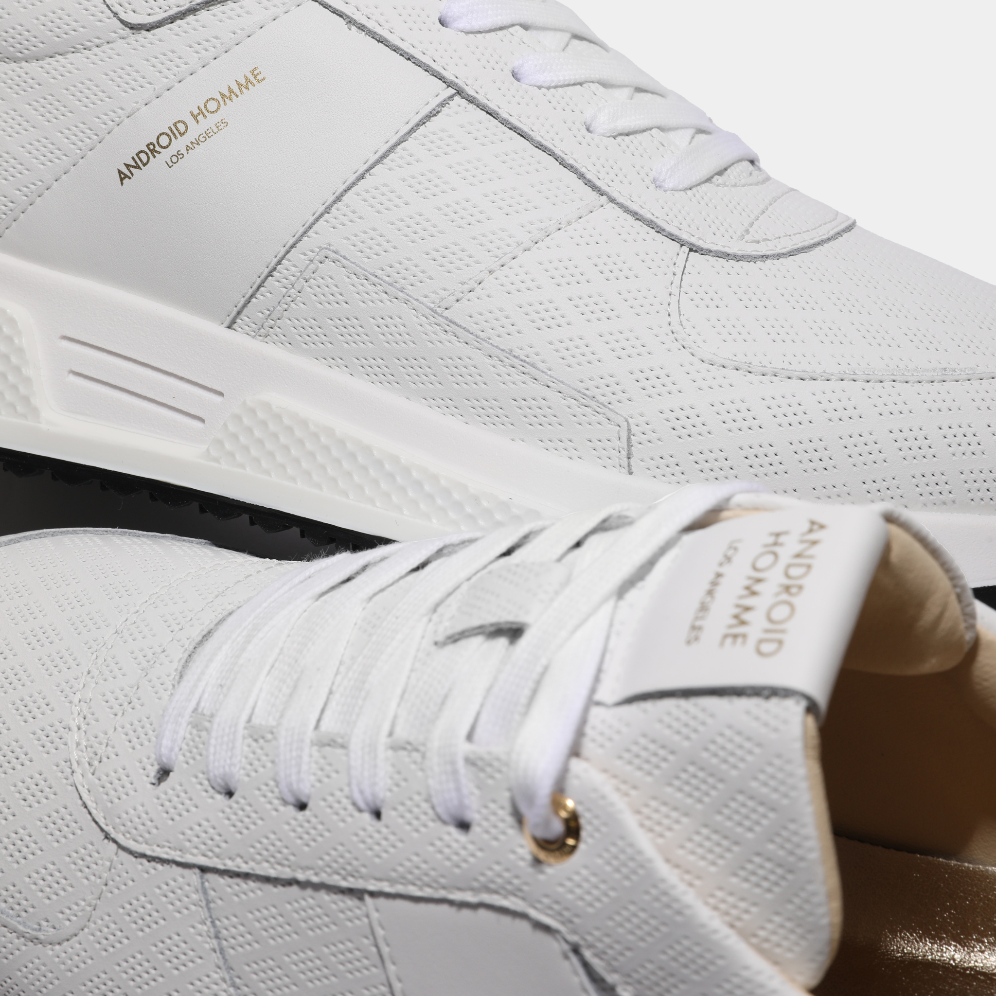 Mens Android Homme White Venice Diamond Perforated Trainers