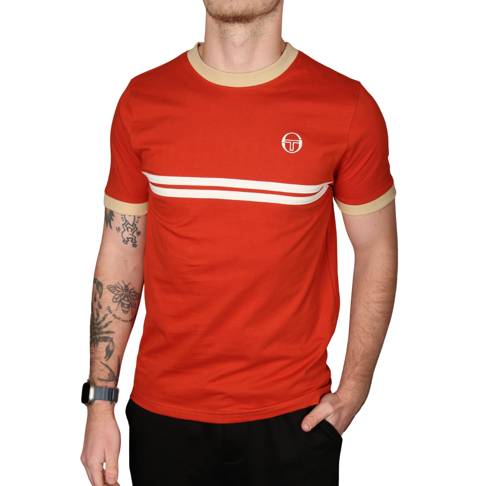 Mens Sergio Tacchini Rooibos Tea/Mojave Desert/Gardenia Supermac S/s T Shirt