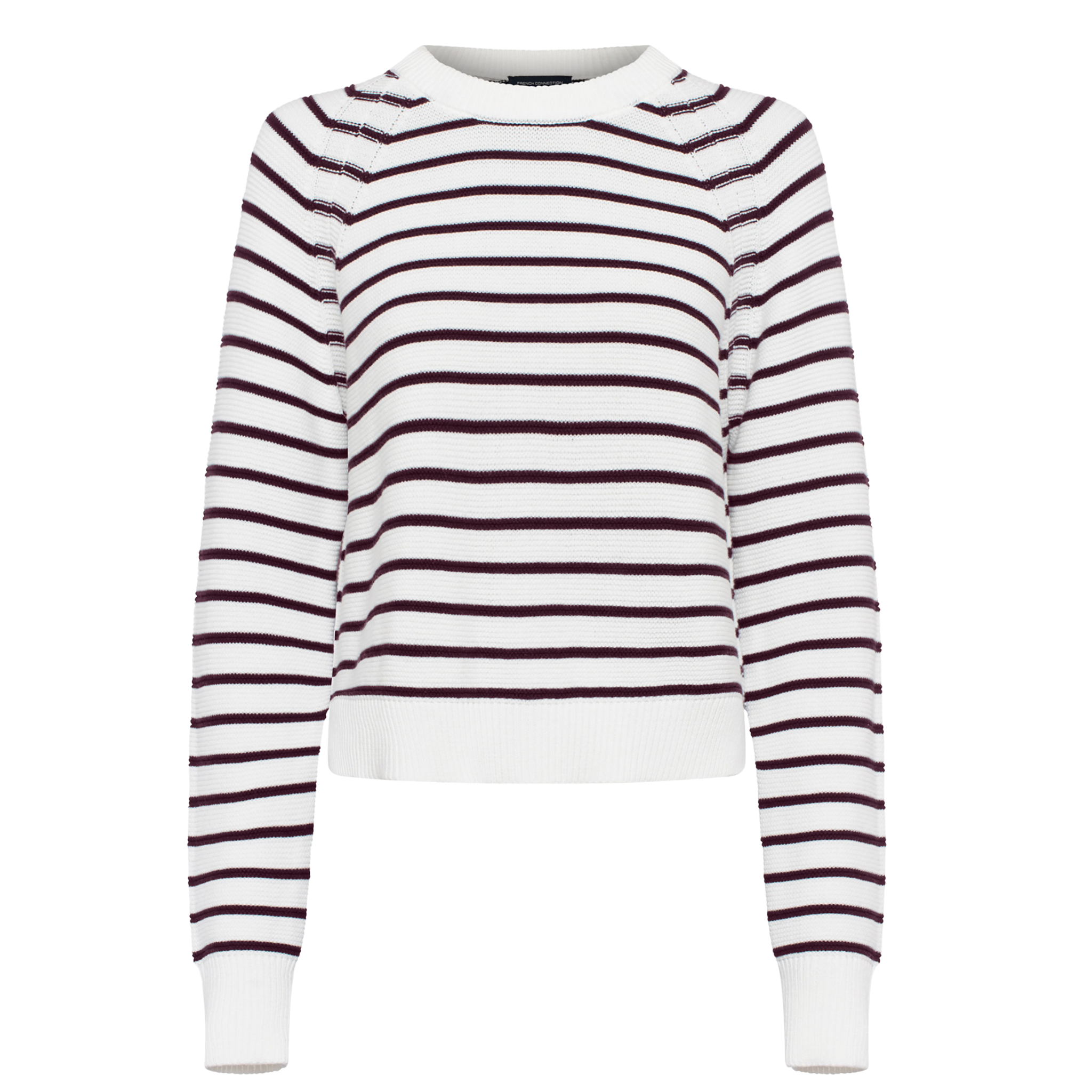 Womens French Connection Winter White/Bordeaux Lily Mozart Stripe Knit