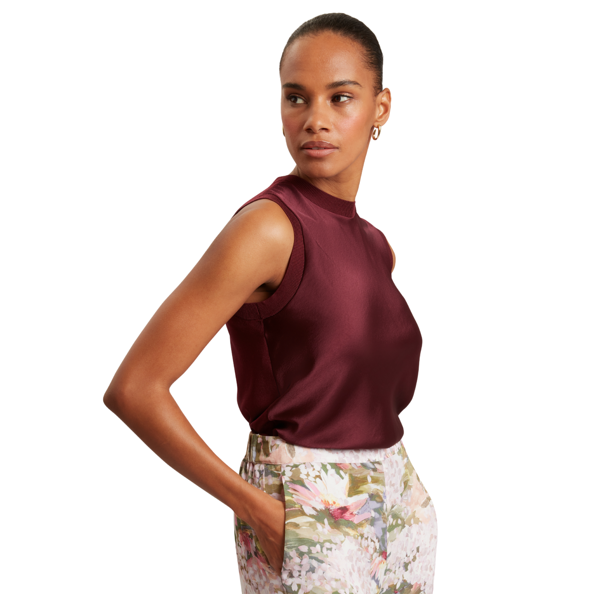 Womens Ted Baker Oxblood Blarnie Ribbed Tank Top