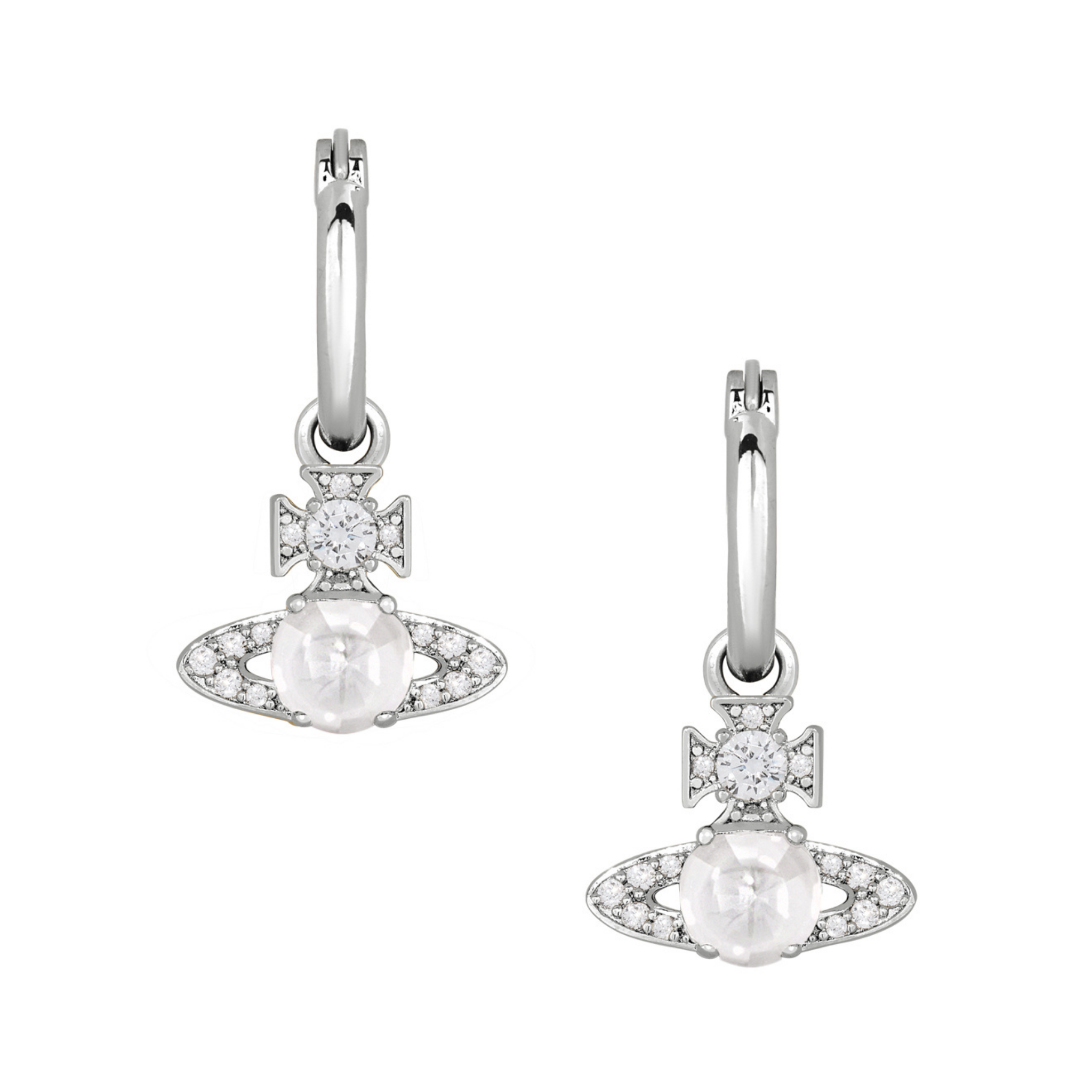 Vivienne Westwood Platinum/White CZ Ondina Hoop Earrings