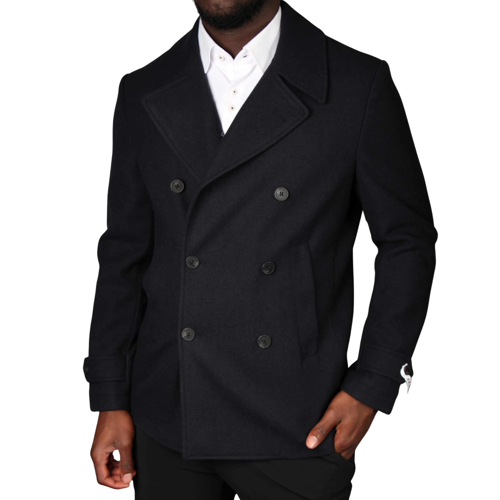 Mens SEINSE Navy Tailored Peacoat