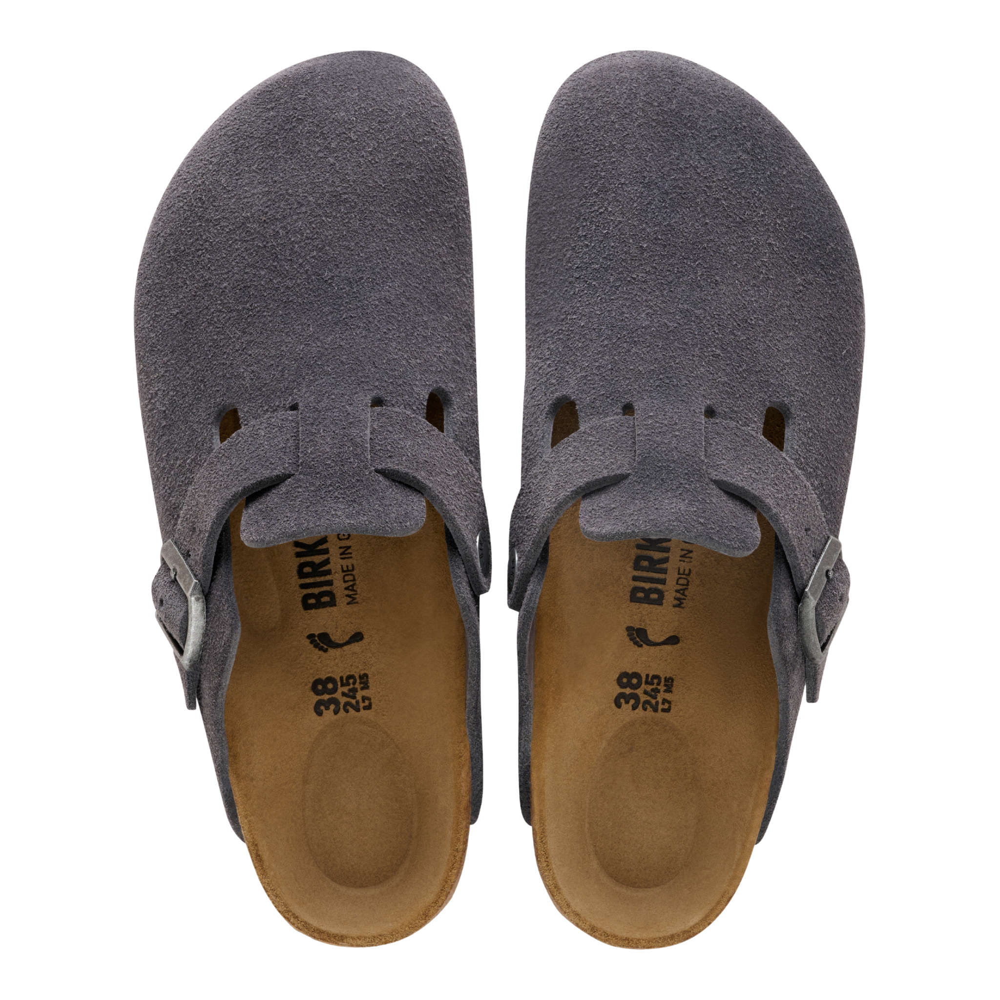 Mens Birkenstock Charcoal Boston Suede Clogs