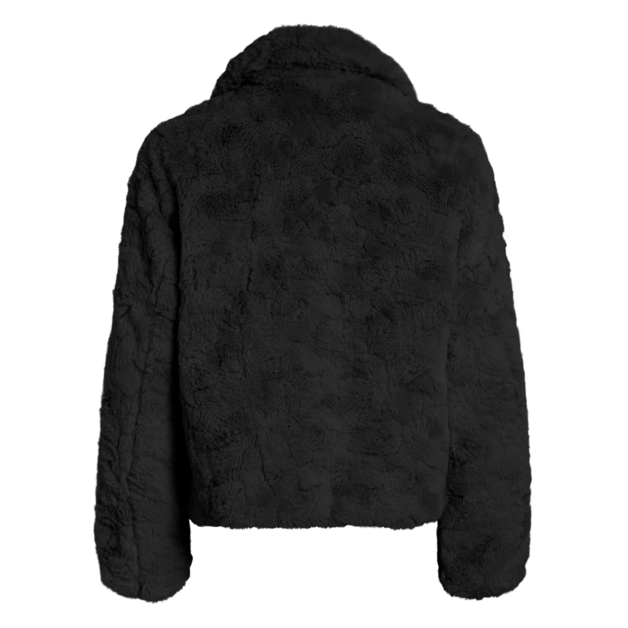 Womens Vila Black Beauty Vidorte Faux Fur Jacket