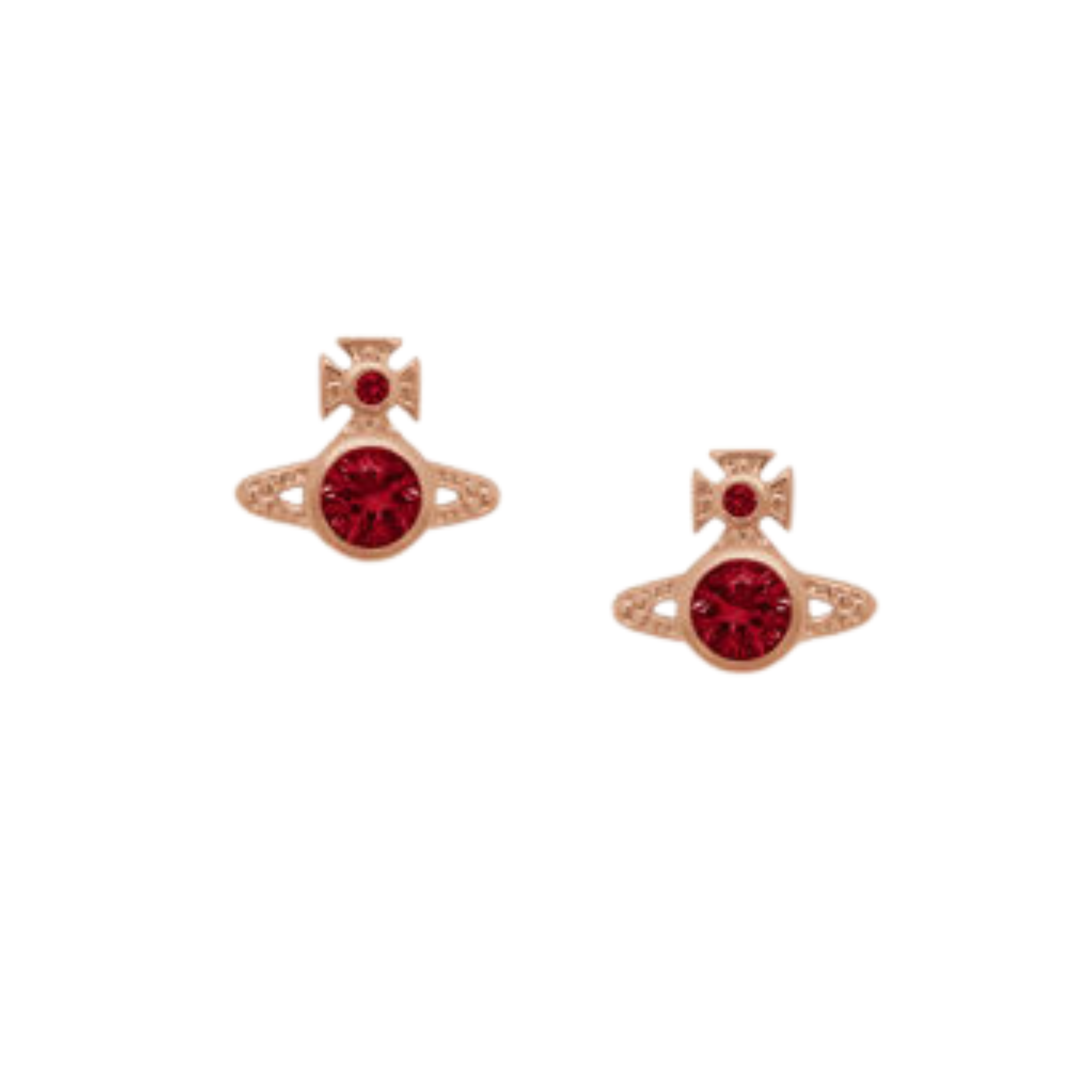Vivienne Westwood Rose Gold/Red CZ London Orb Earrings