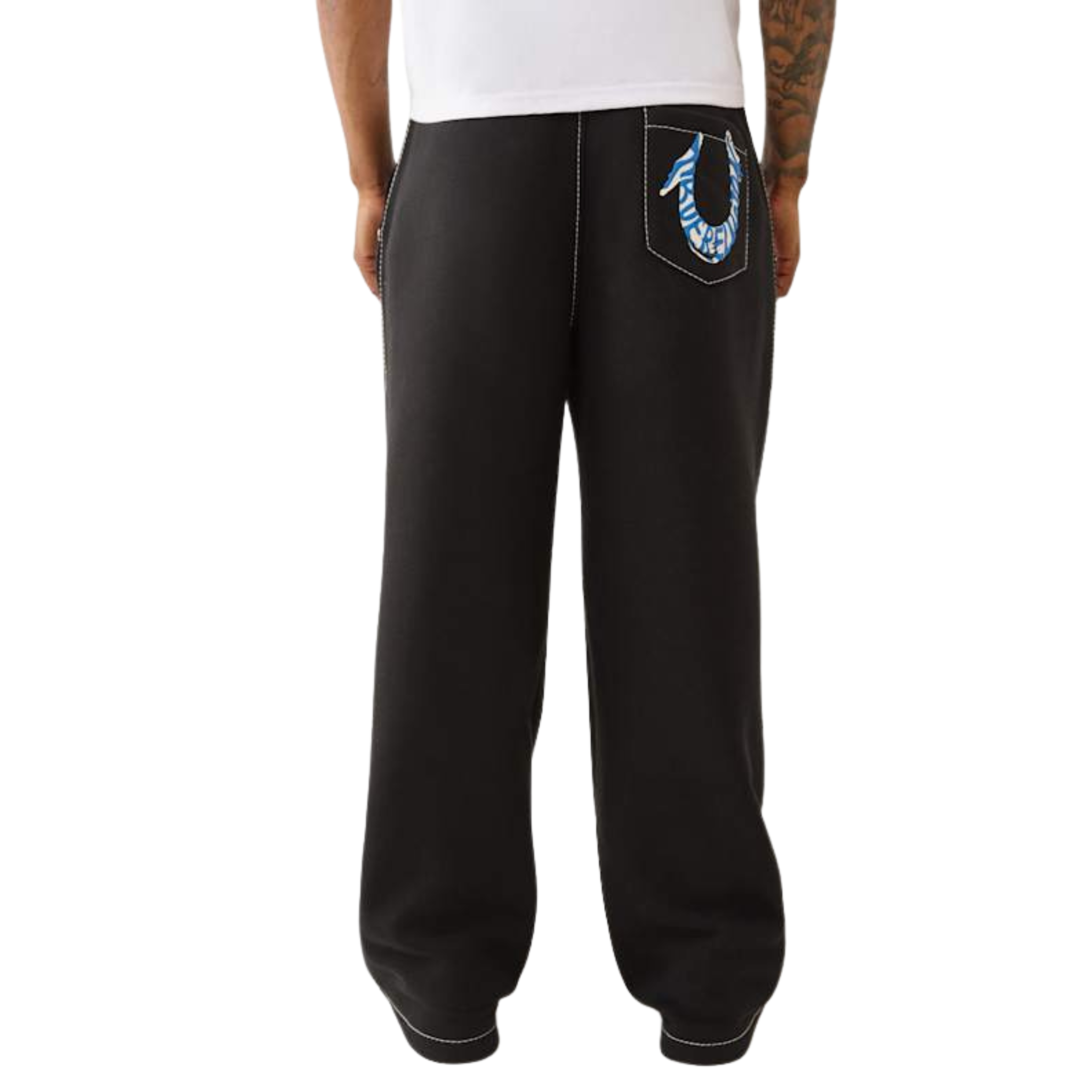 Mens True Religion Jet Black HS Paint Baggy Big T Sweat Pants